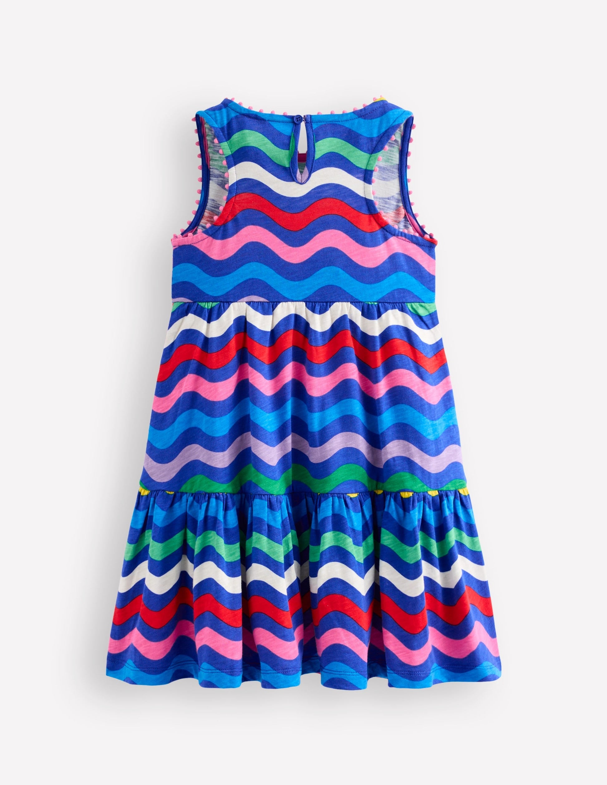 Ali Pom Trim Jersey Dress-Zig Zag Multi Stripe-3