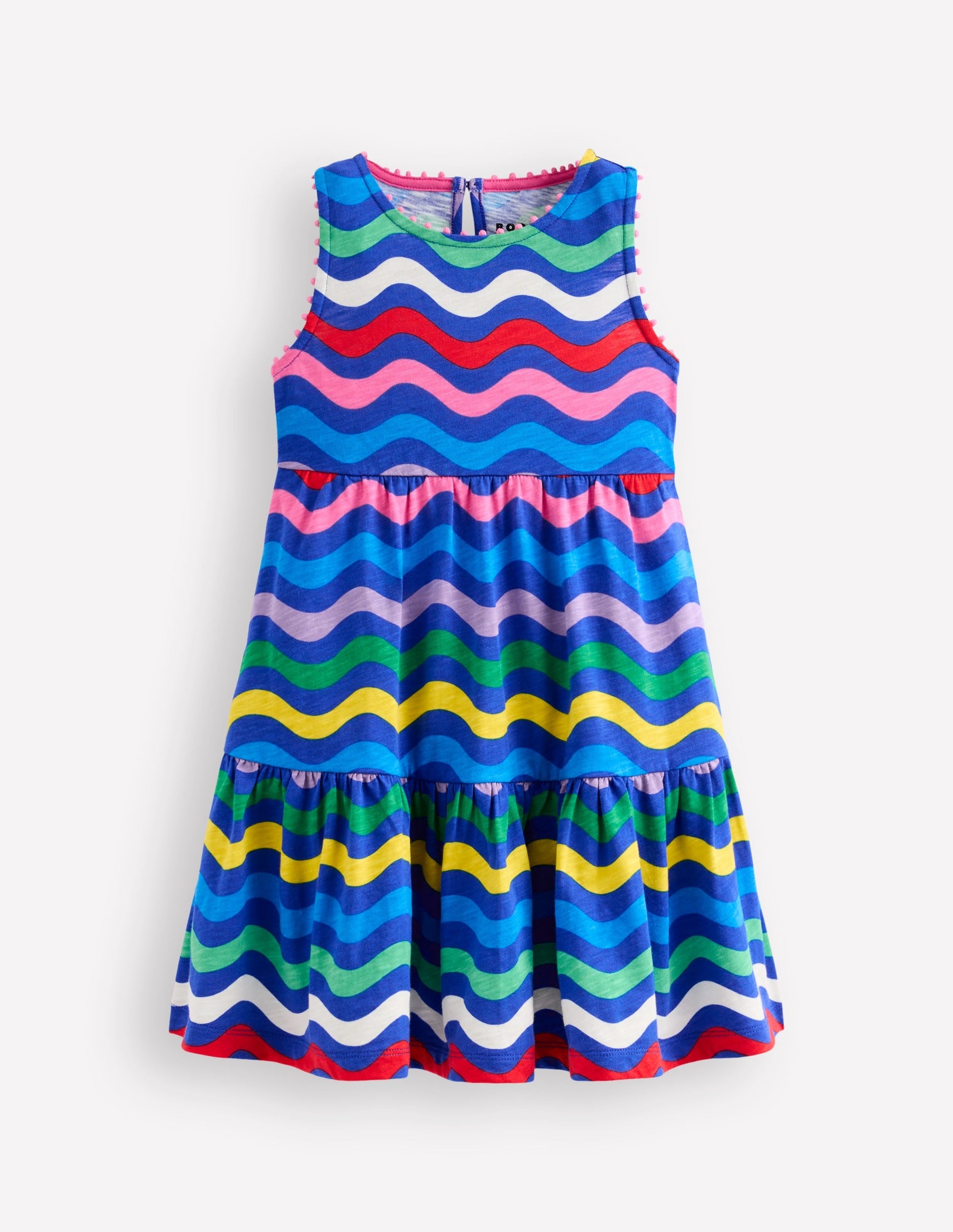 Ali Pom Trim Jersey Dress-Zig Zag Multi Stripe-2