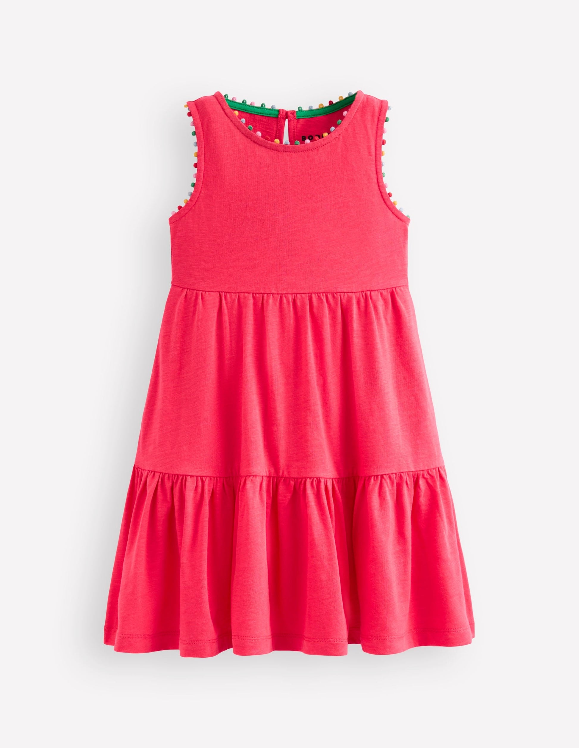 Ali Pom Trim Jersey Dress-Fandango Pink-2