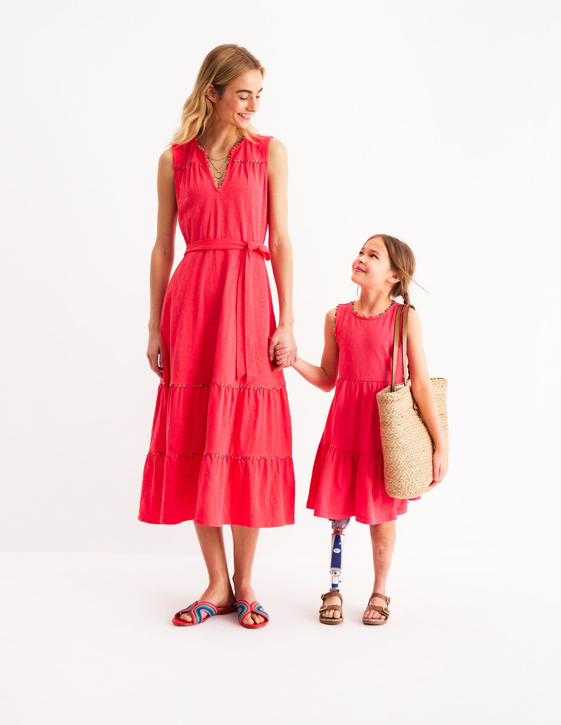 Ali Pom Trim Jersey Dress-Fandango Pink-5