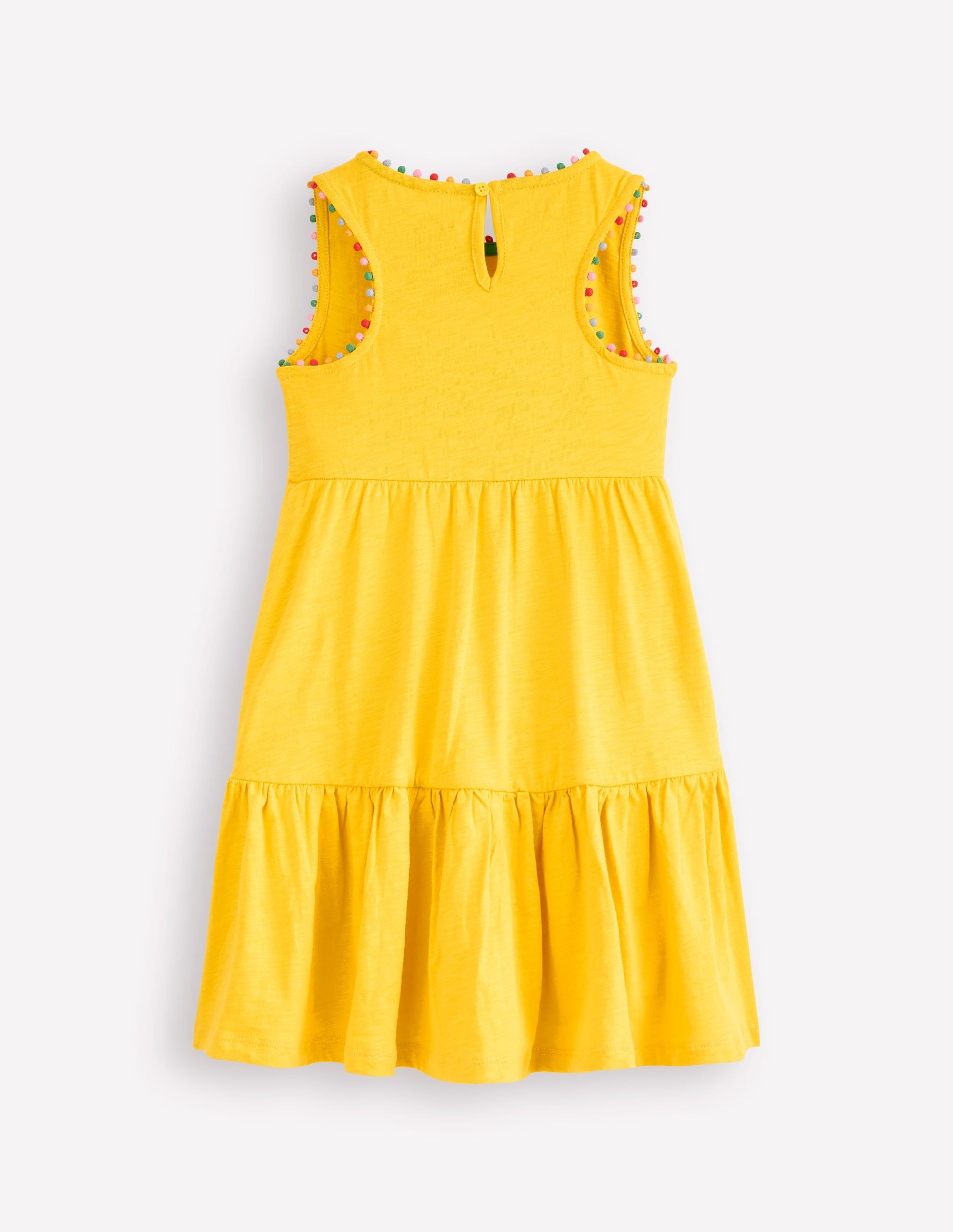 Ali Pom Trim Jersey Dress-Pineapple Yellow-2