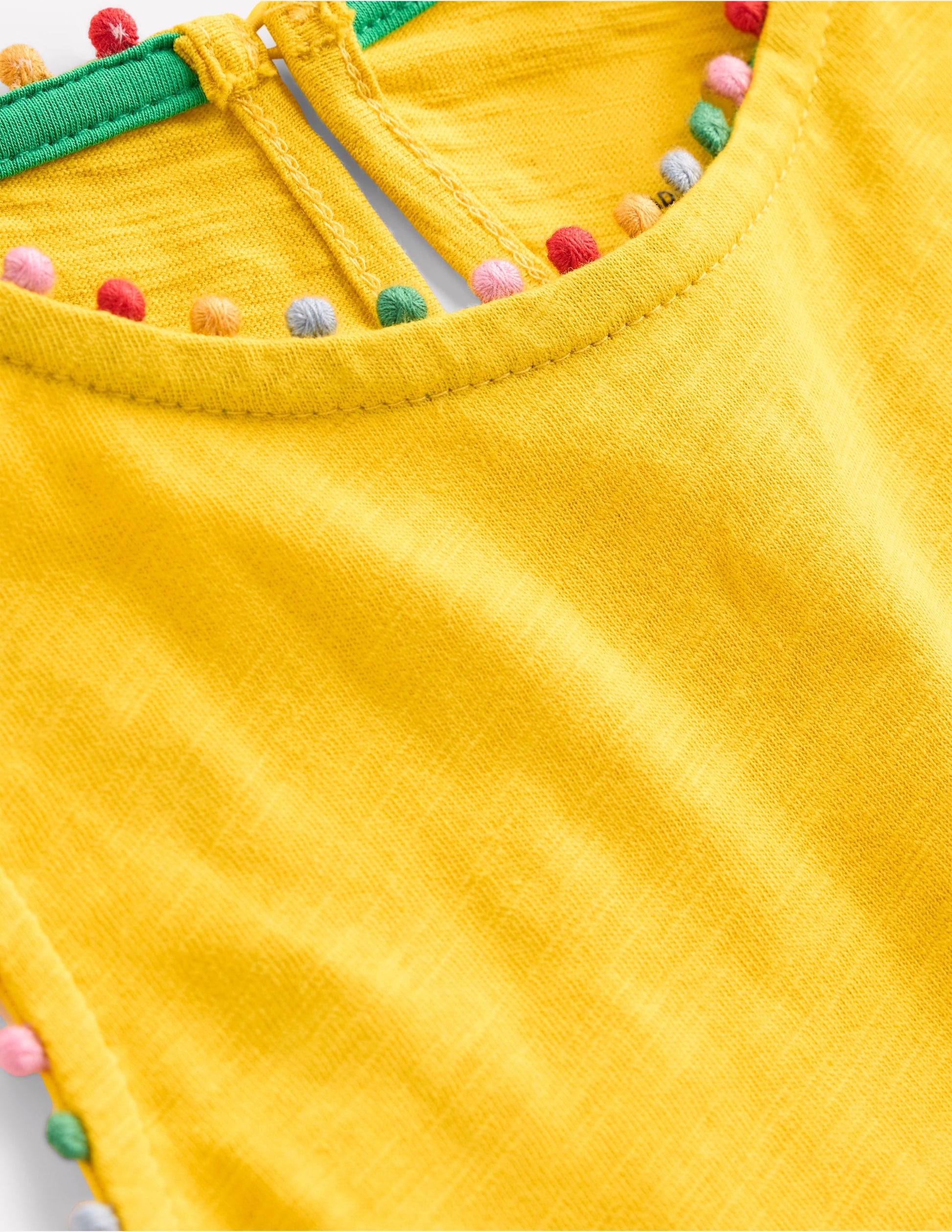 Ali Pom Trim Jersey Dress-Pineapple Yellow-3