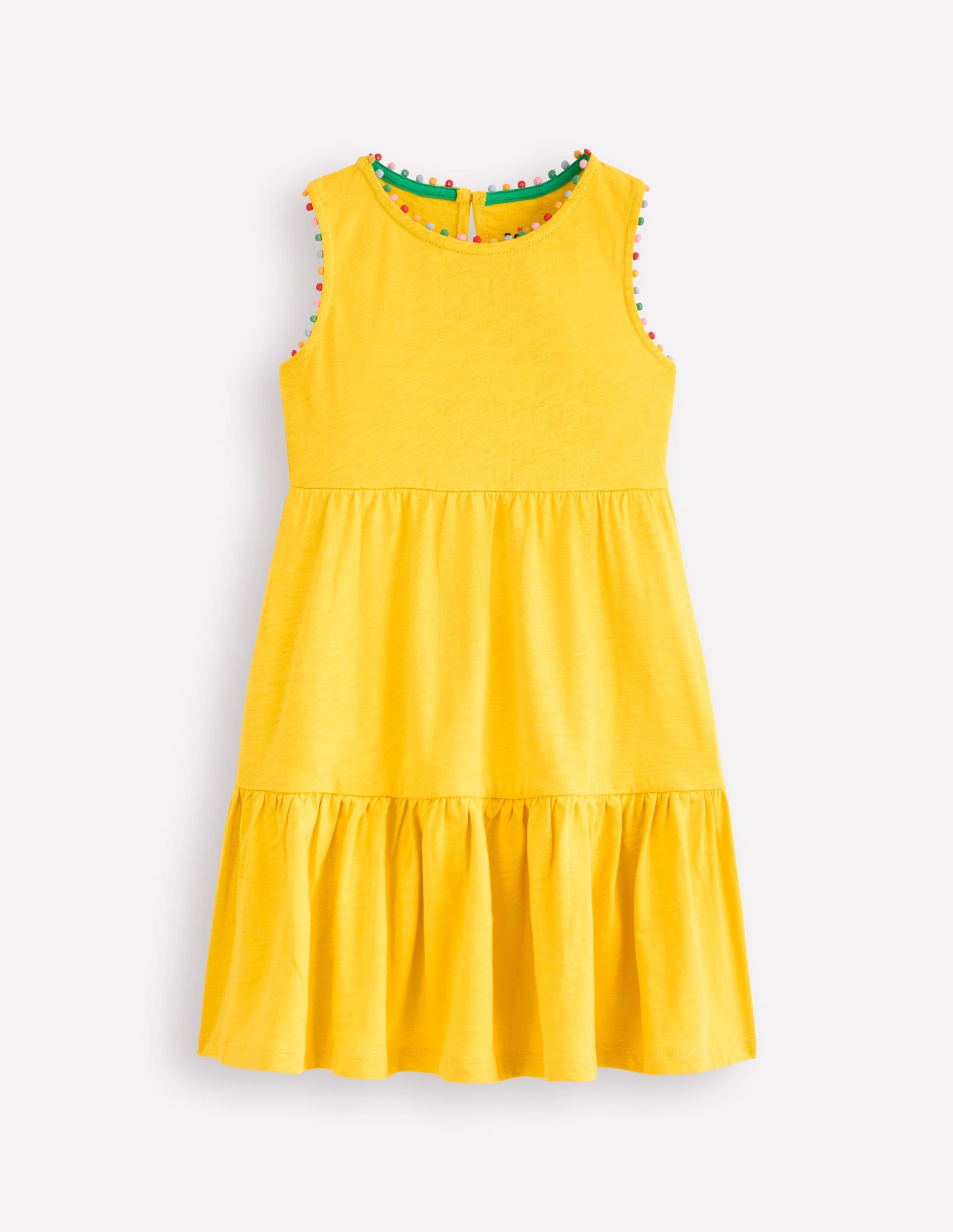 Ali Pom Trim Jersey Dress-Pineapple Yellow-1