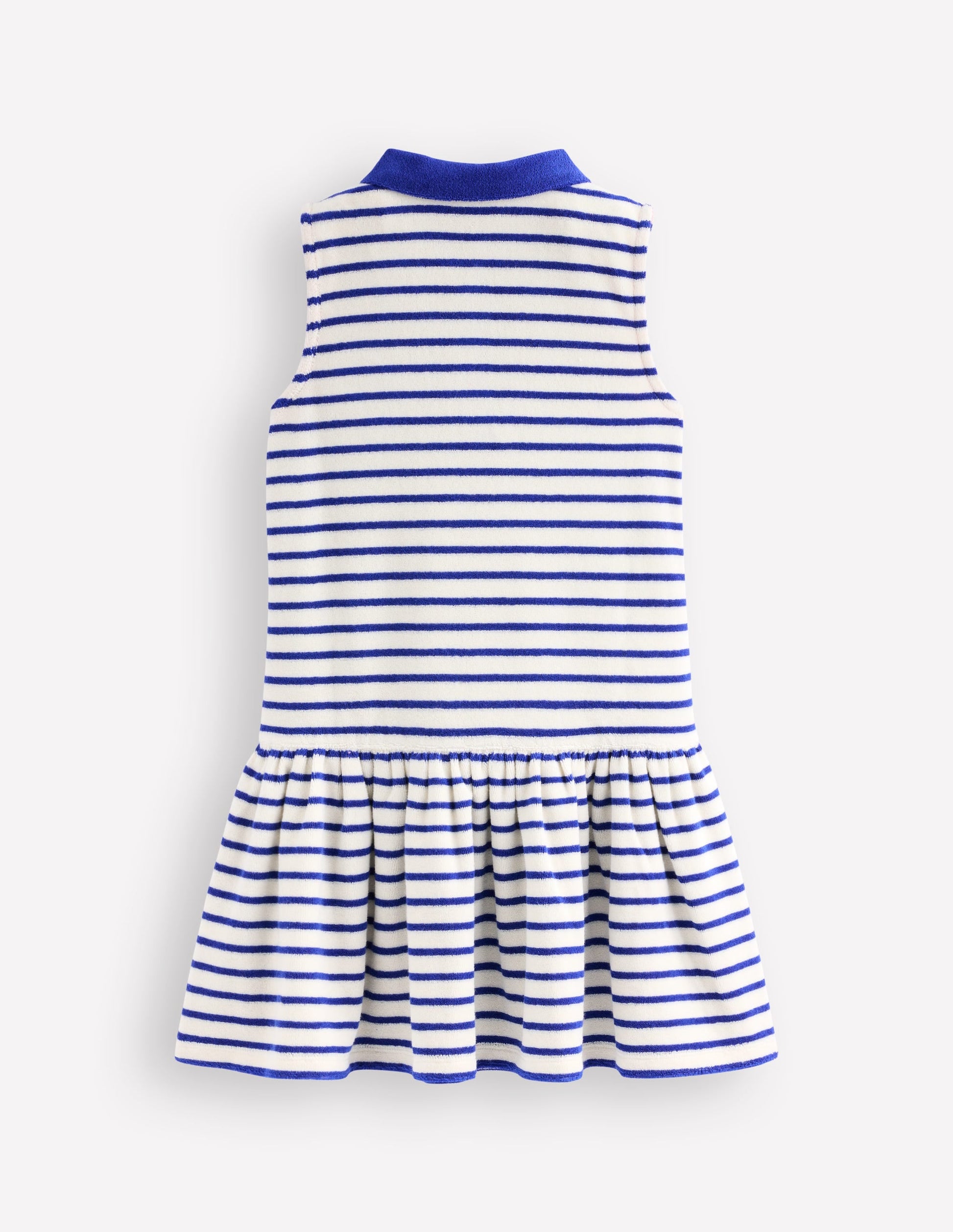 Towelling Polo Dress-Starboard Navy/ Ivory Stripe-2
