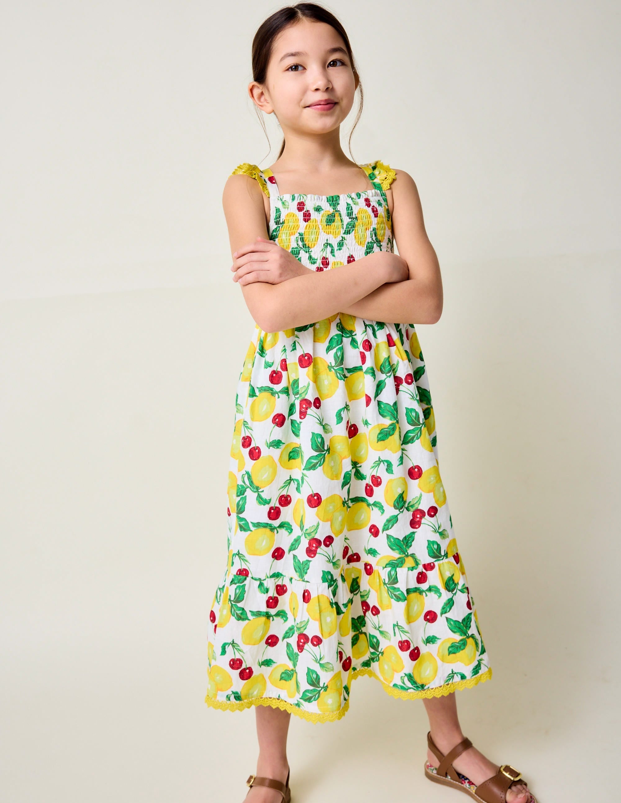 Luella Frill Maxi Sundress-Ivory Lemons and Cherries - Image 1