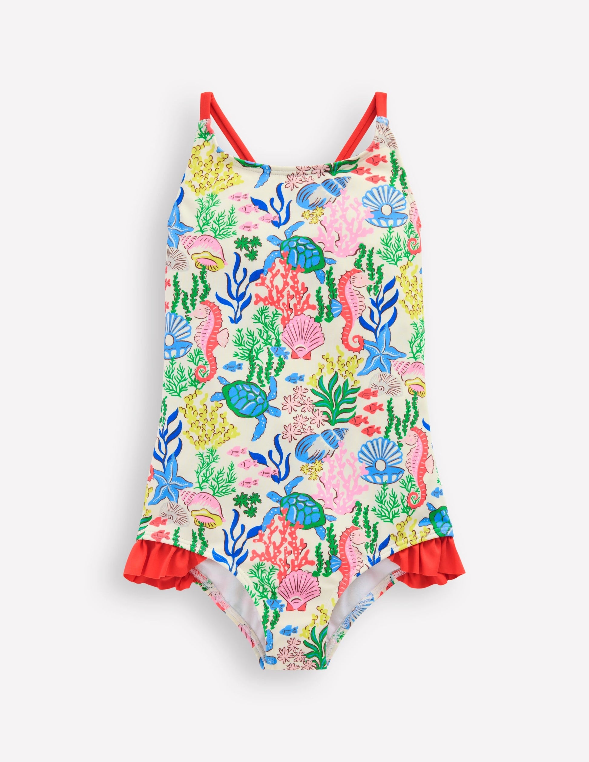Pretty Cross-Back Swimsuit-Multi Coral Cove-1