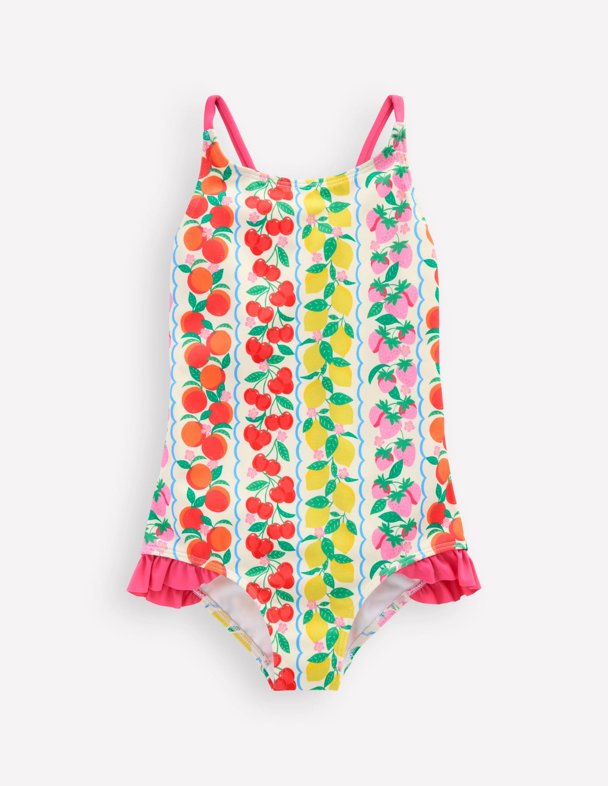 Pretty Cross-Back Swimsuit-Rainbow Fruit Stripe-2