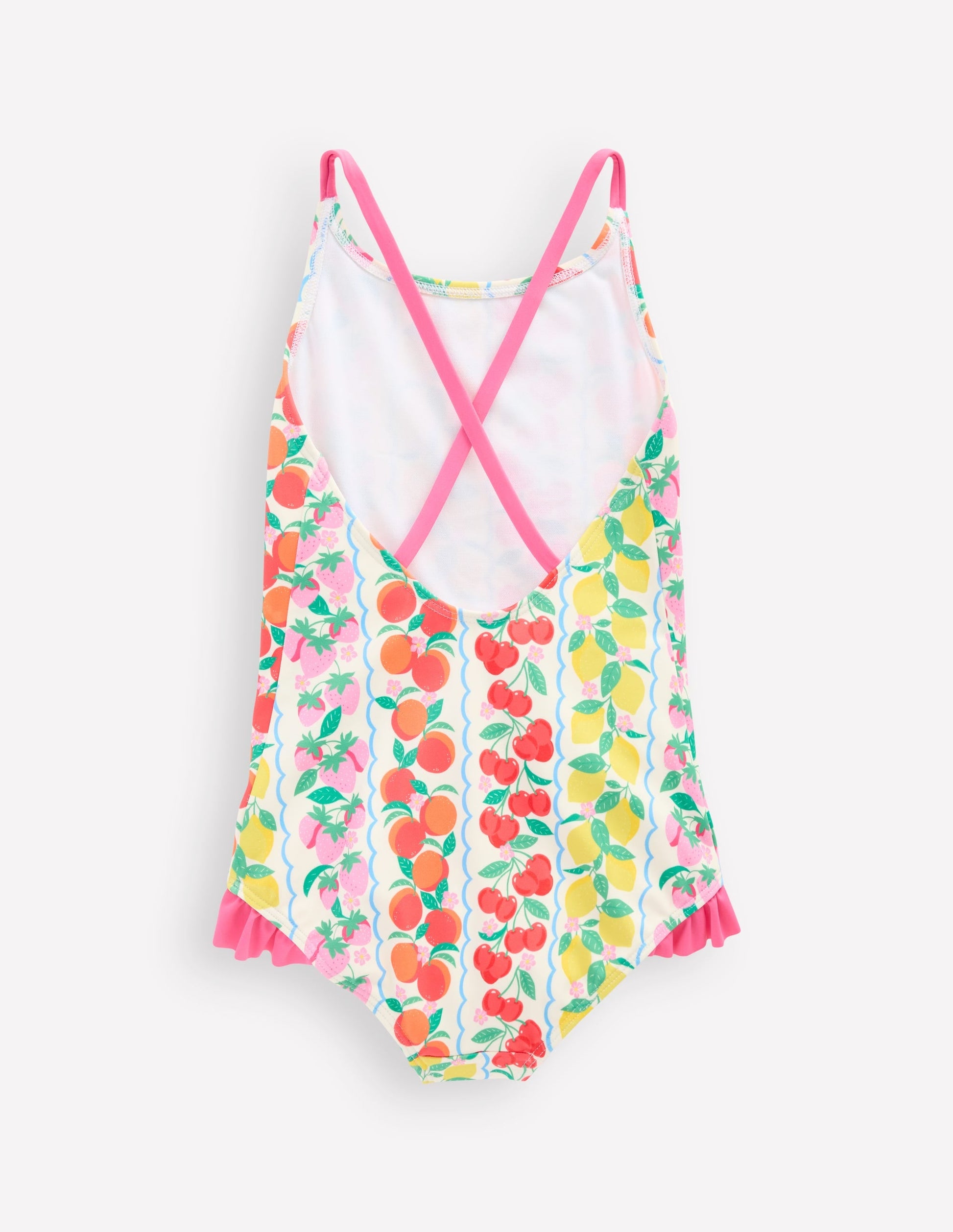 Pretty Cross-Back Swimsuit-Rainbow Fruit Stripe-3
