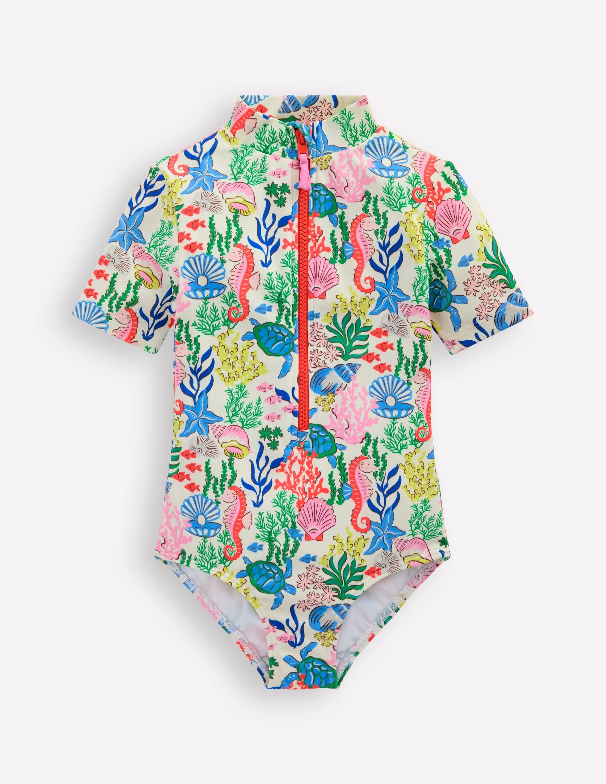 Short-sleeved Swimsuit-Multi Coral Cove-1