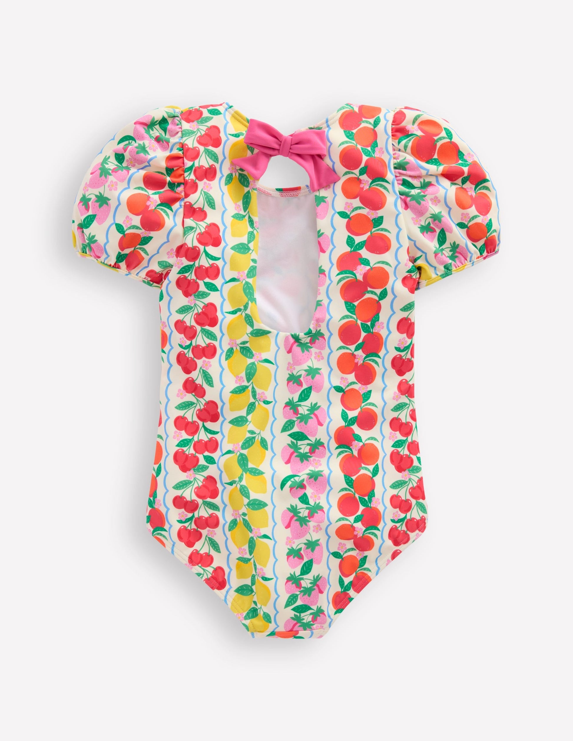 Sandy Puff Sleeve Swimsuit-Rainbow Fruit Stripe-2