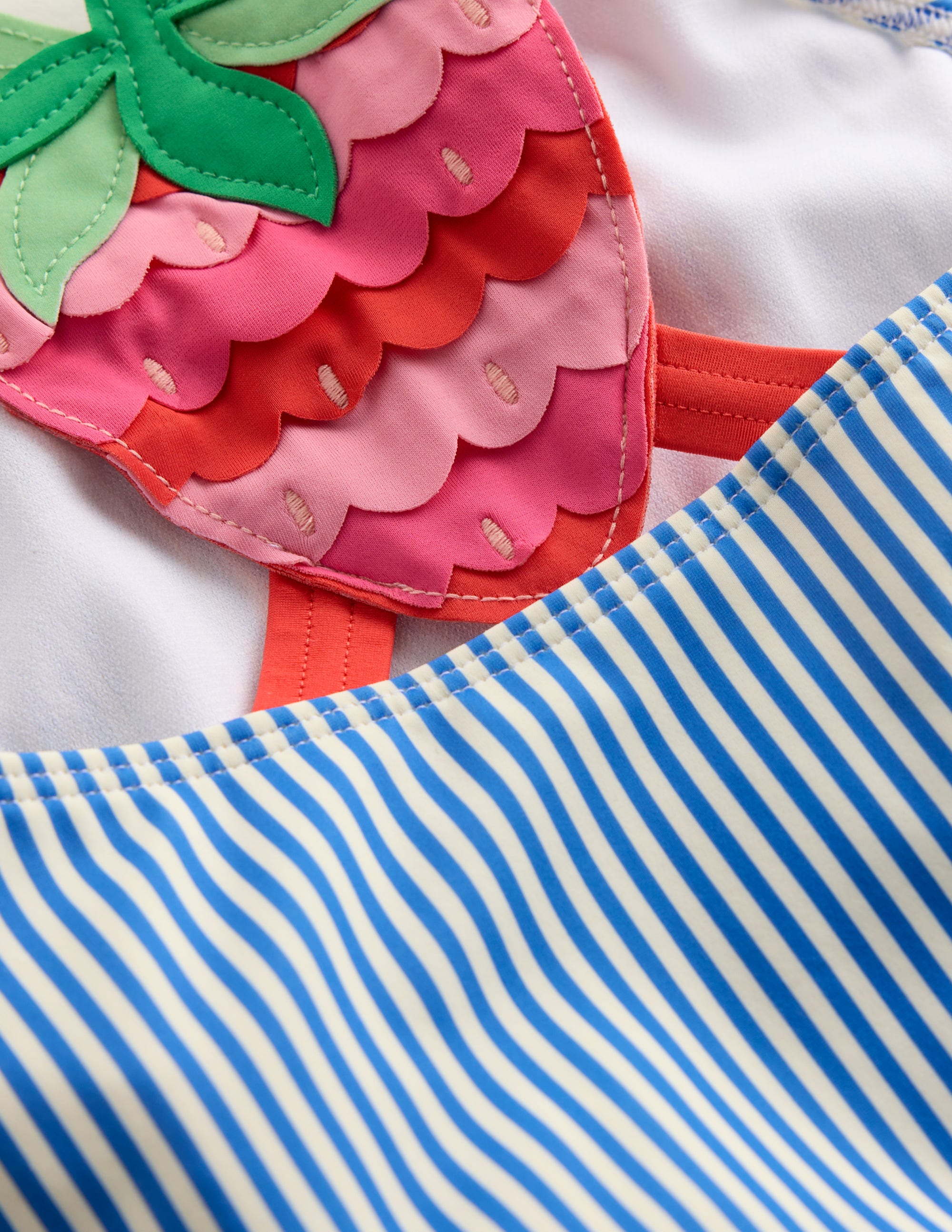 Applique Back Swimsuit-Blue Strawberry - Image 4