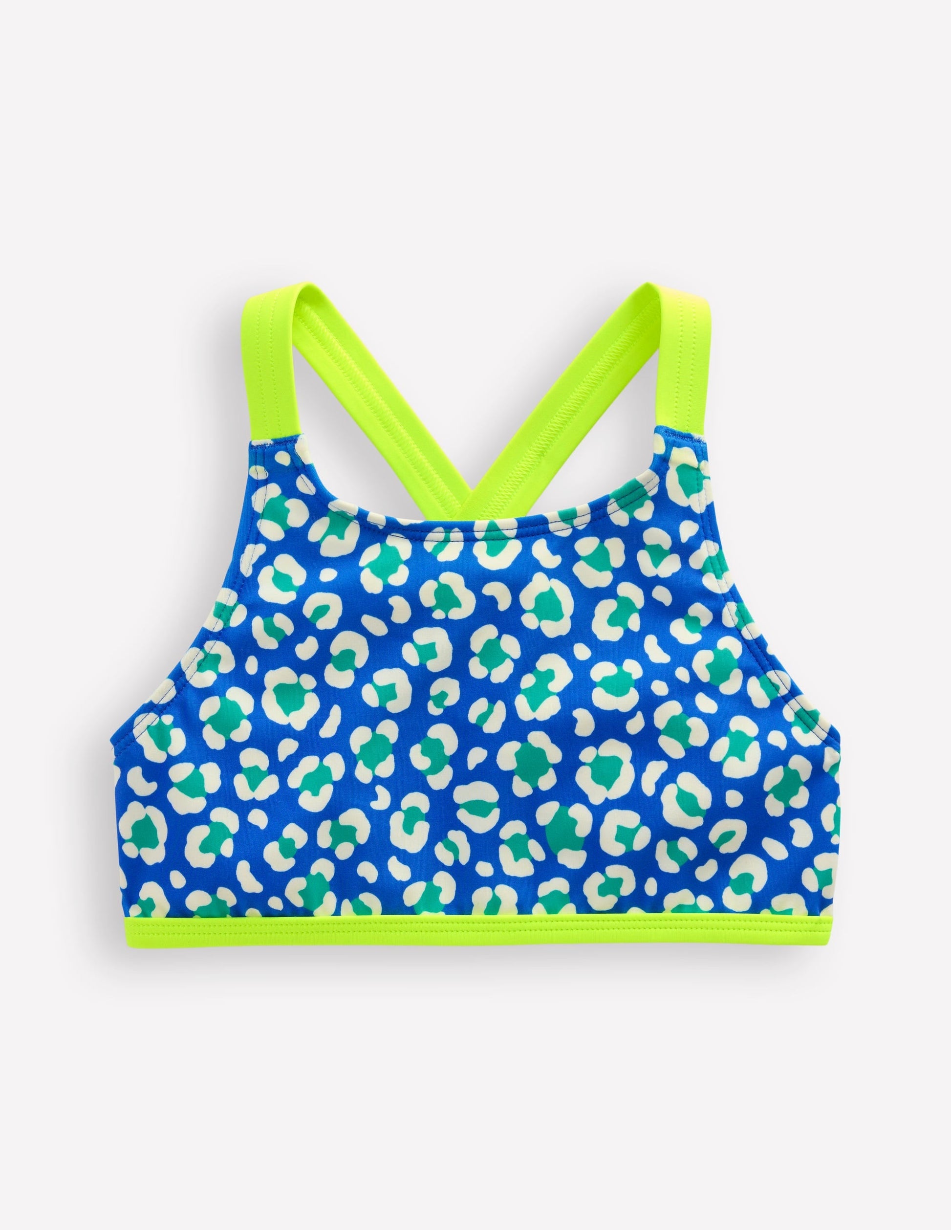 Cross-back Bikini Top-Aquamarine Leopard-1