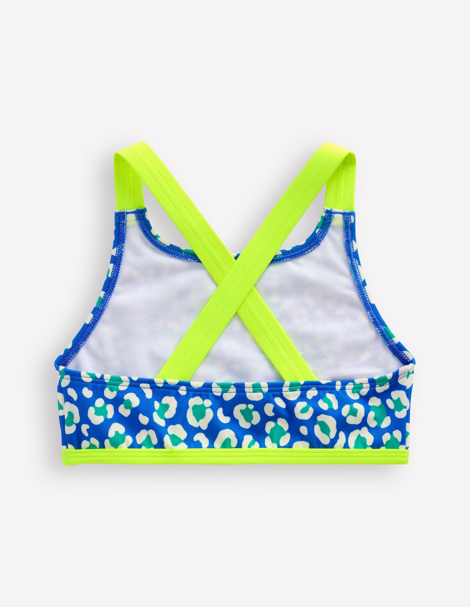 Cross-back Bikini Top-Aquamarine Leopard-2