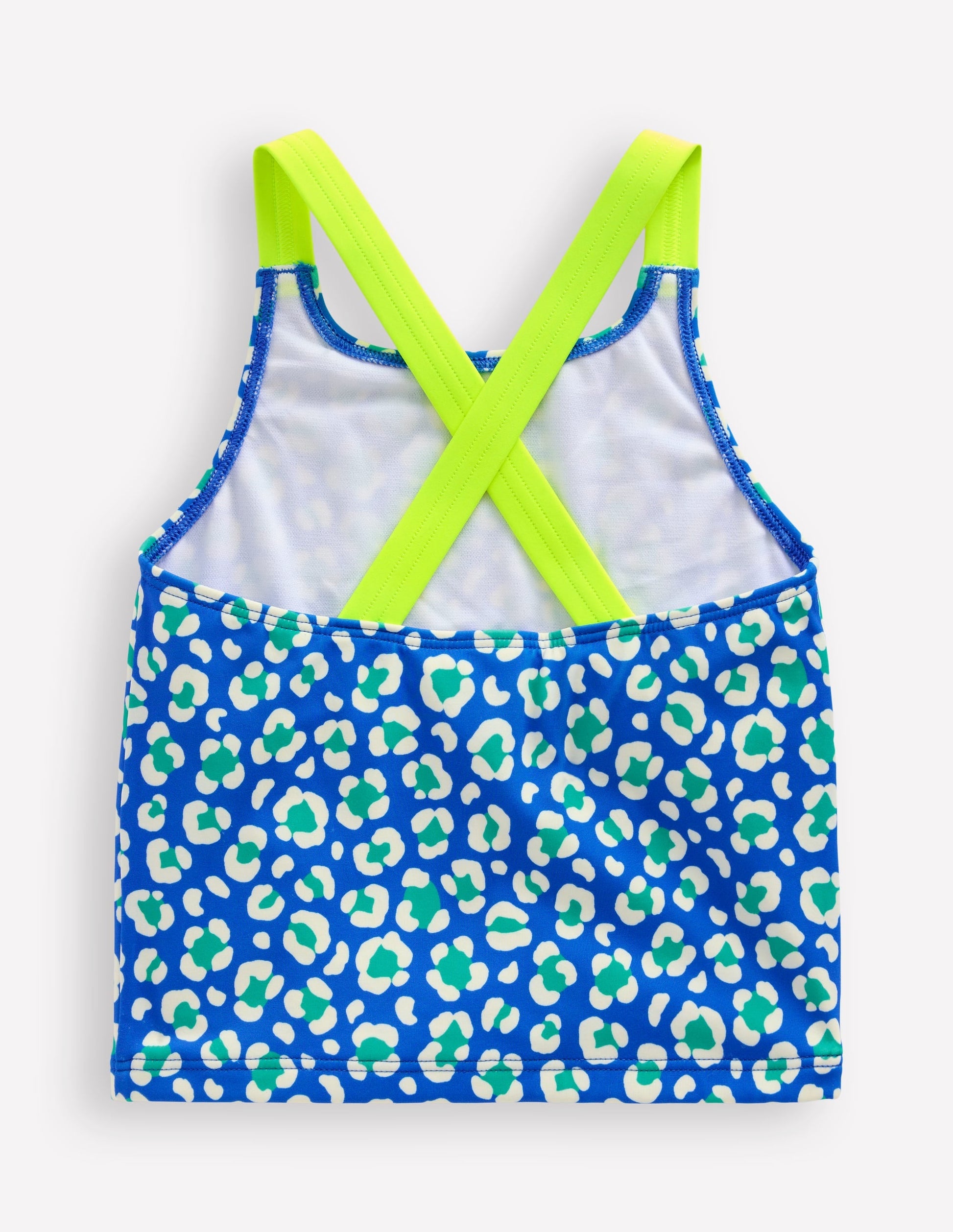 Cross-Back Tankini Top-Aquamarine Leopard-2