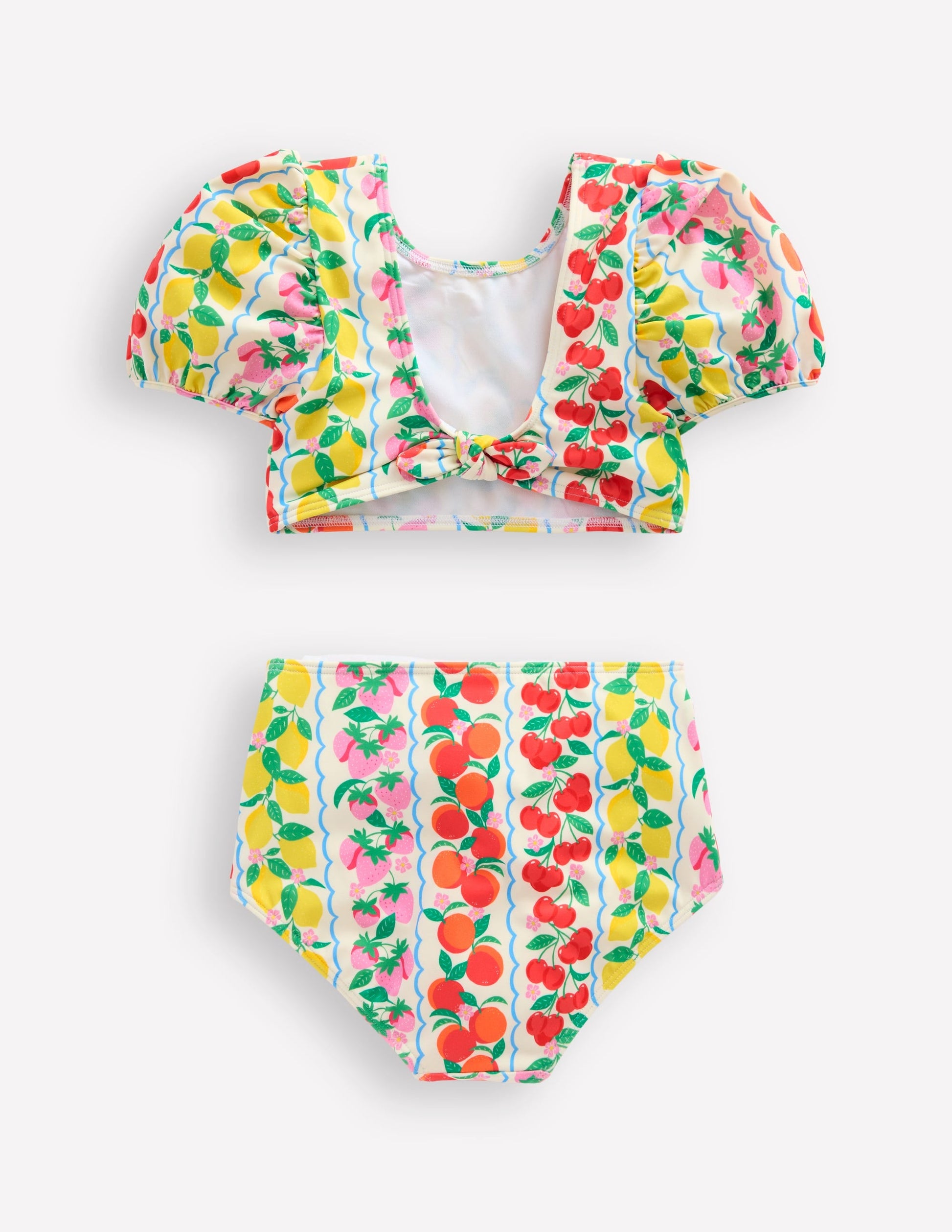 Sandy Puff Sleeve Bikini-Rainbow Fruit Stripe-3