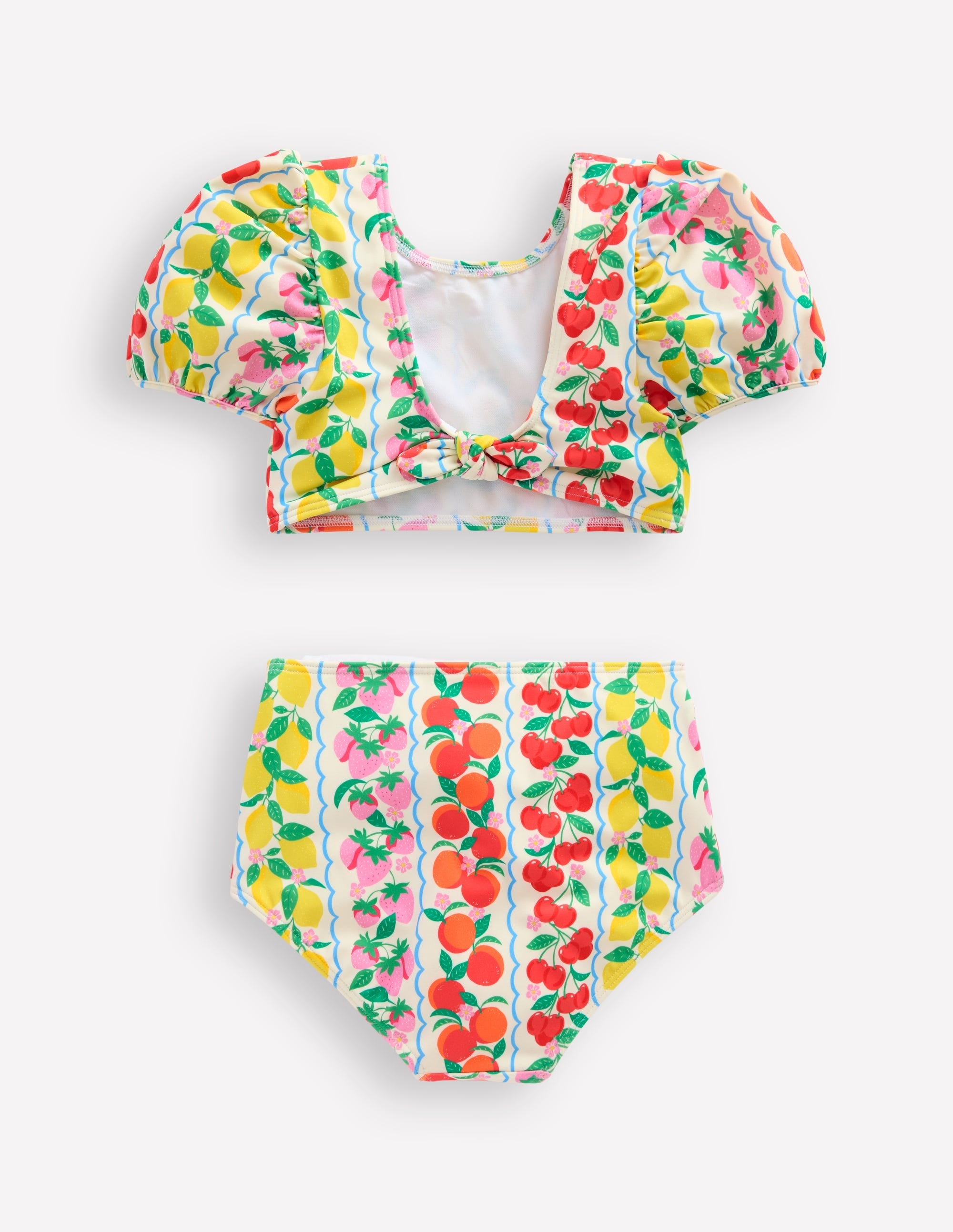 Sandy Puff Sleeve Bikini-Rainbow Fruit Stripe - Image 3