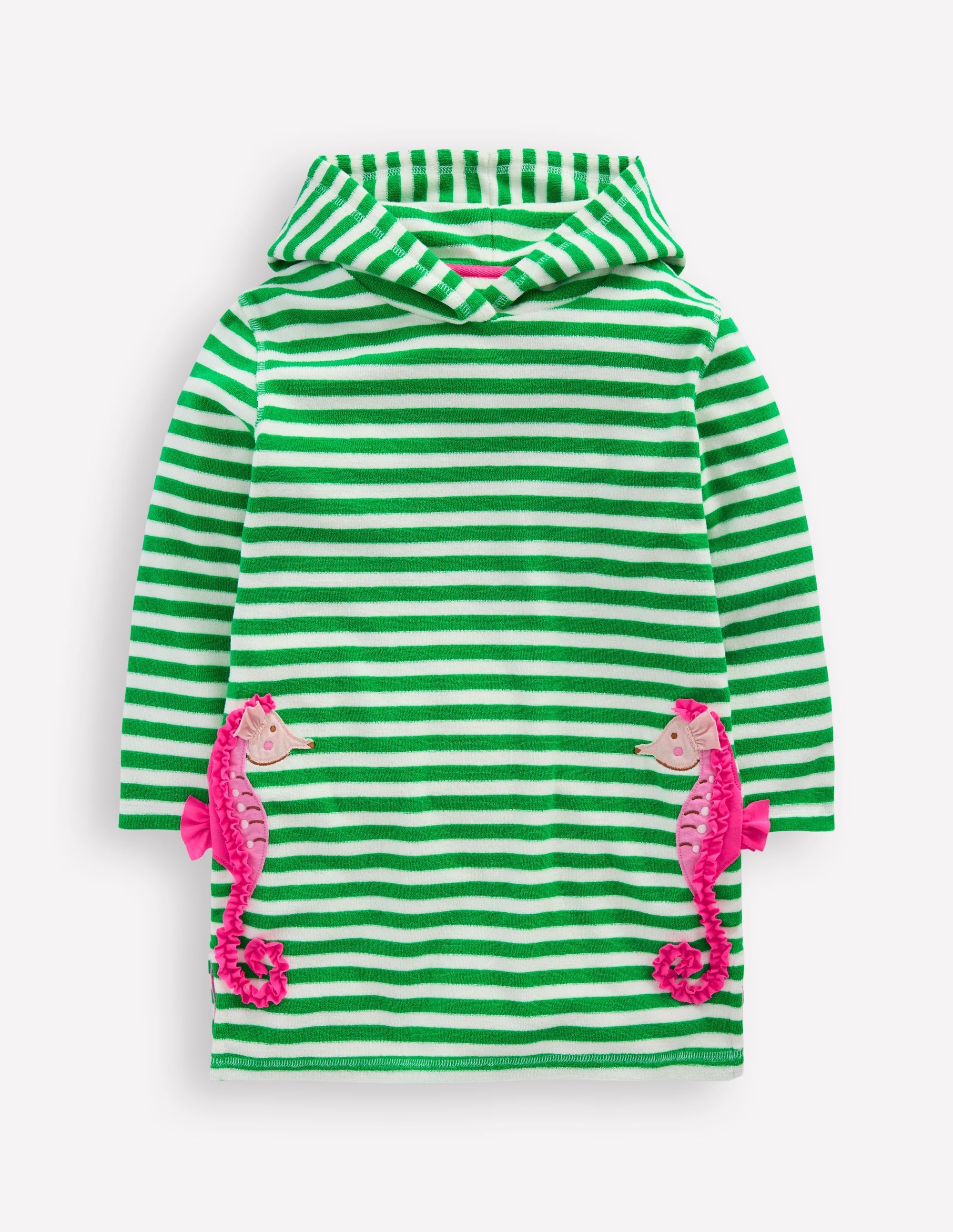 Mara Towelling Throw-On-Green Seahorse Stripe - Image 1