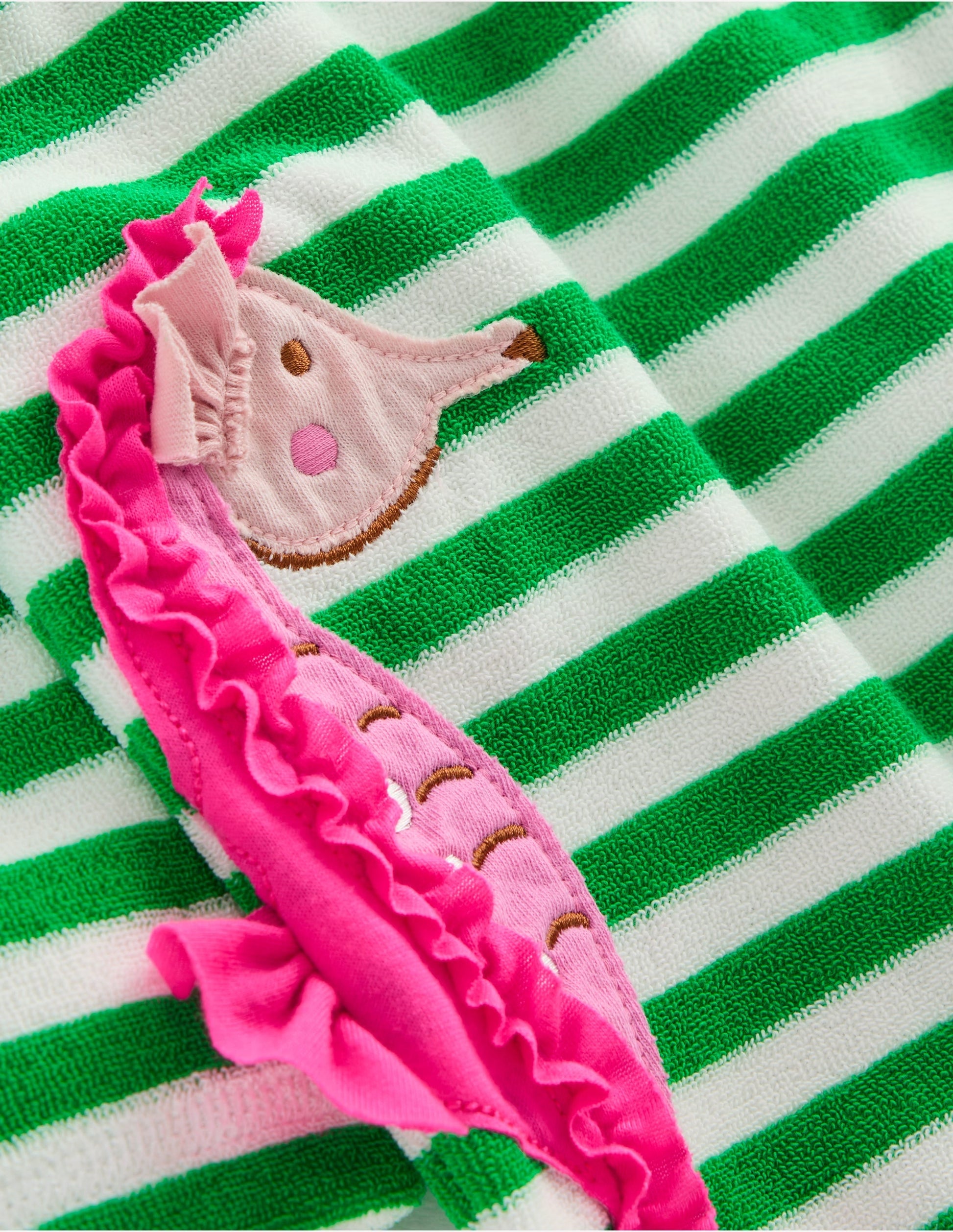 Mara Towelling Throw-On-Green Seahorse Stripe-3