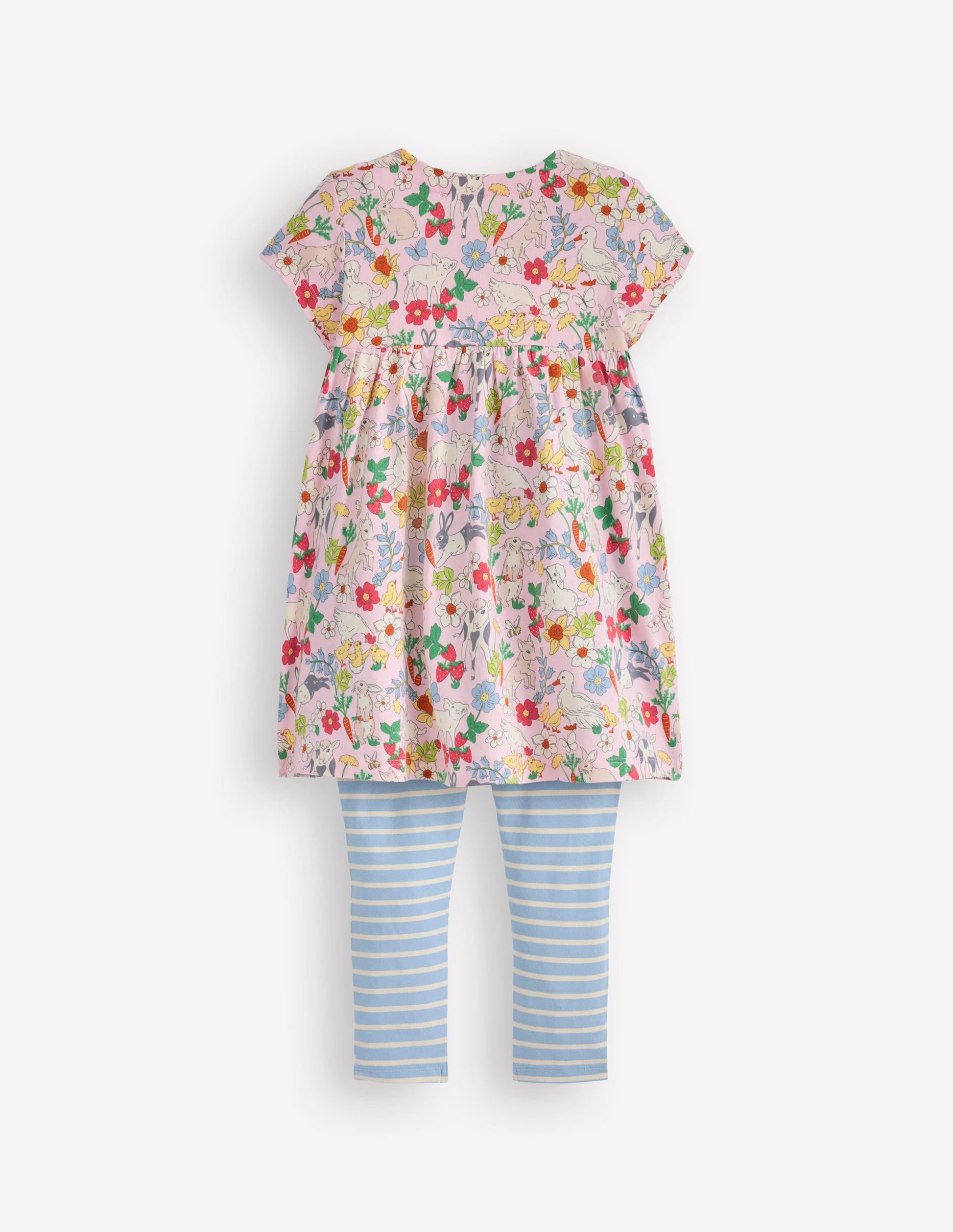 Short-sleeved print tunic set-French Pink Spring Meadow-2