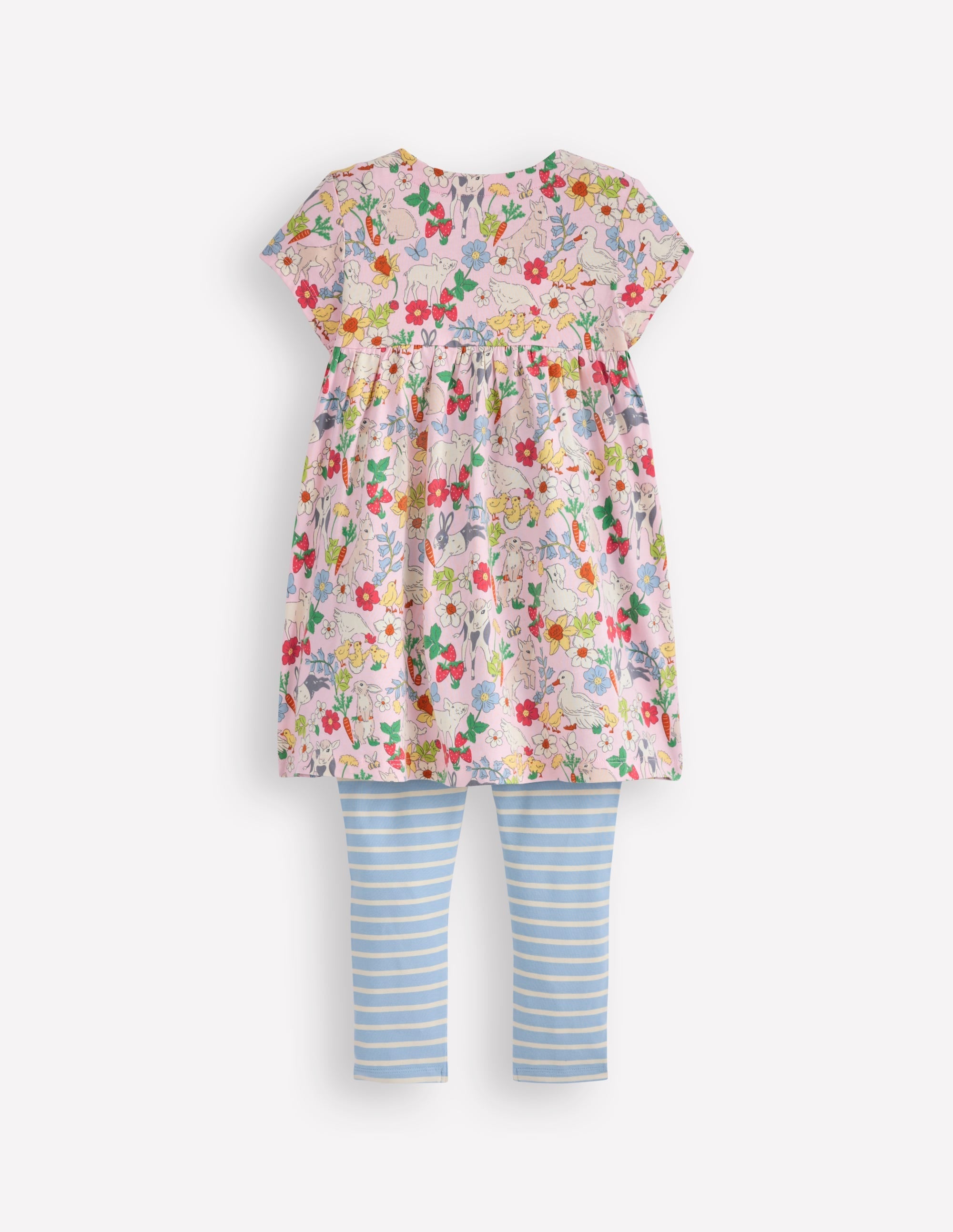 Short-sleeved print tunic set-French Pink Spring Meadow - Image 2
