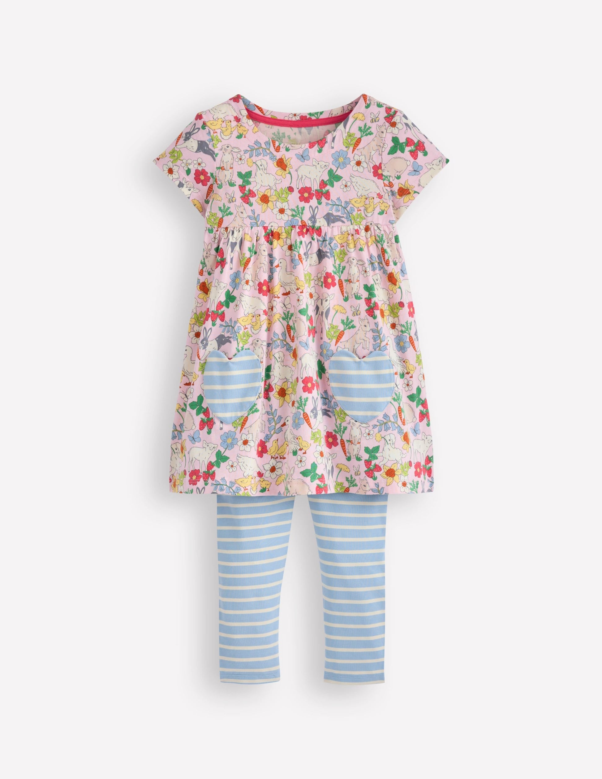 Short-sleeved print tunic set-French Pink Spring Meadow-1
