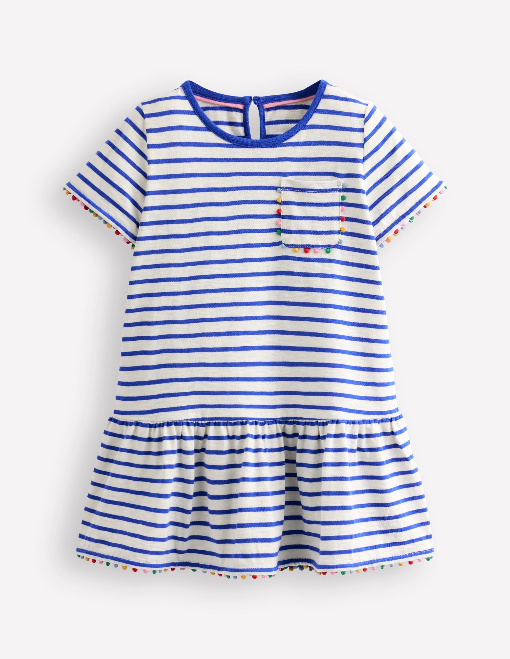 Dropped Waist Pom Tunic-Orion Blue/ Ivory - Image 1