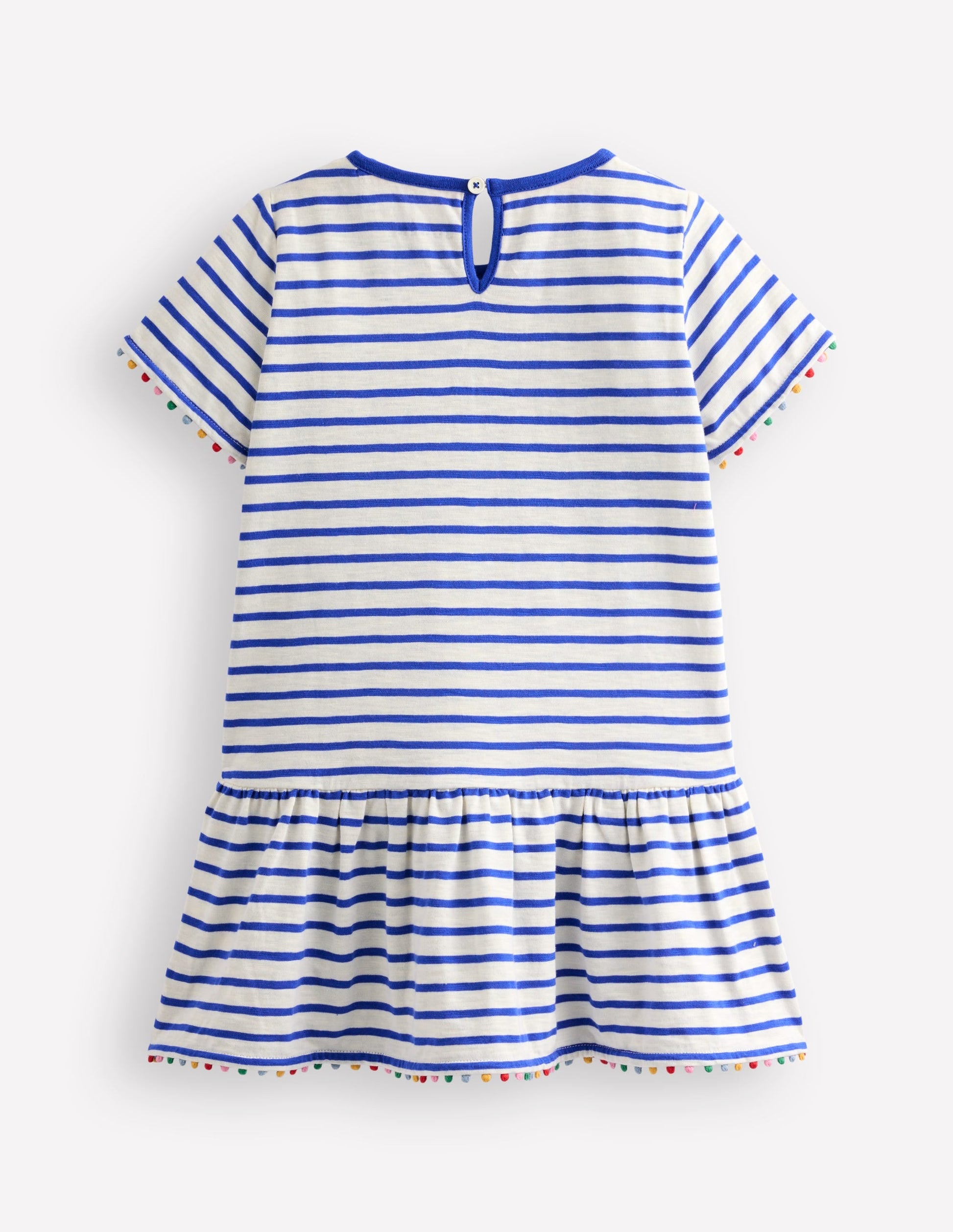 Dropped Waist Pom Tunic-Orion Blue/ Ivory-2