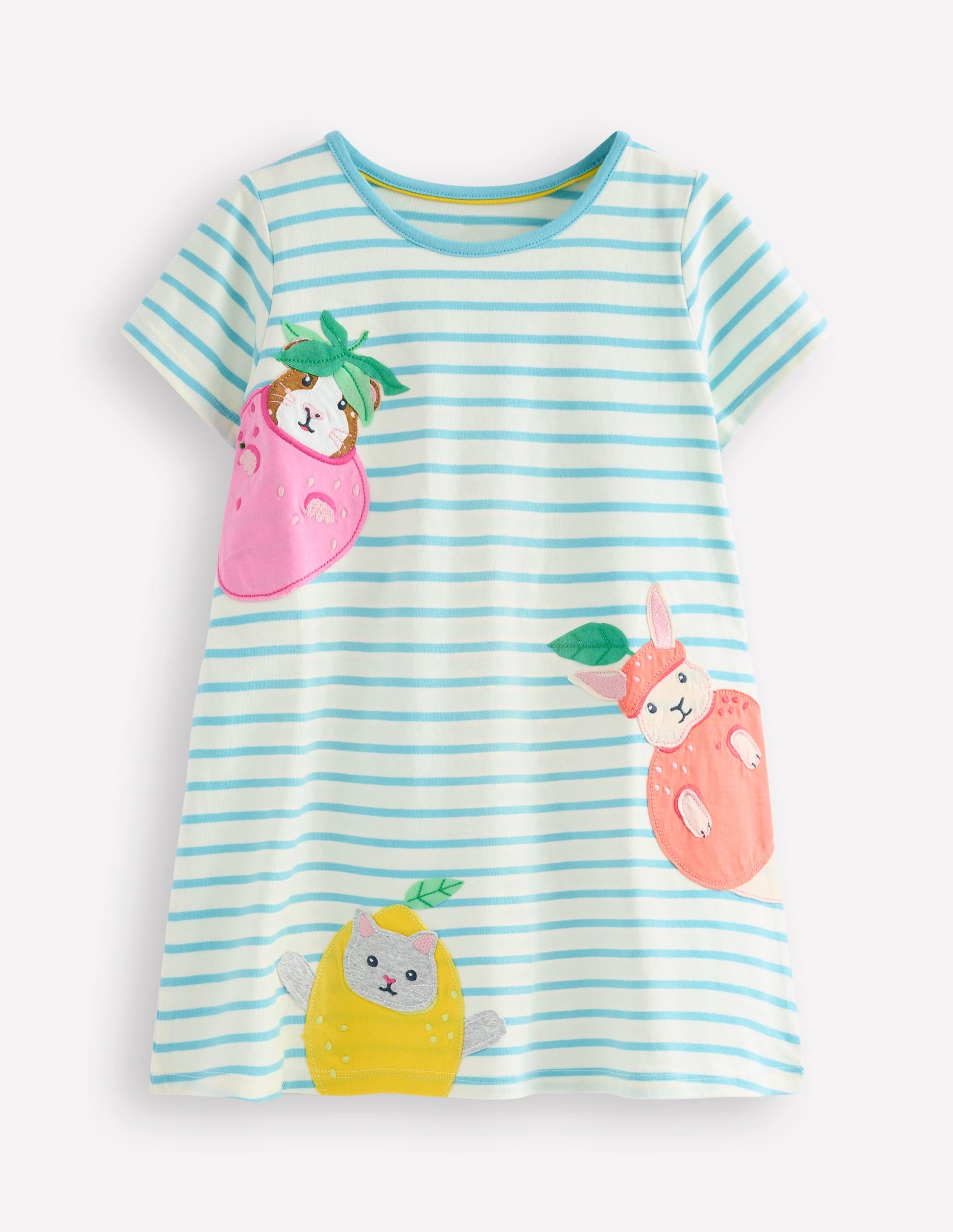 Short Sleeve Applique Tunic-Caribbean Blue Animals-1