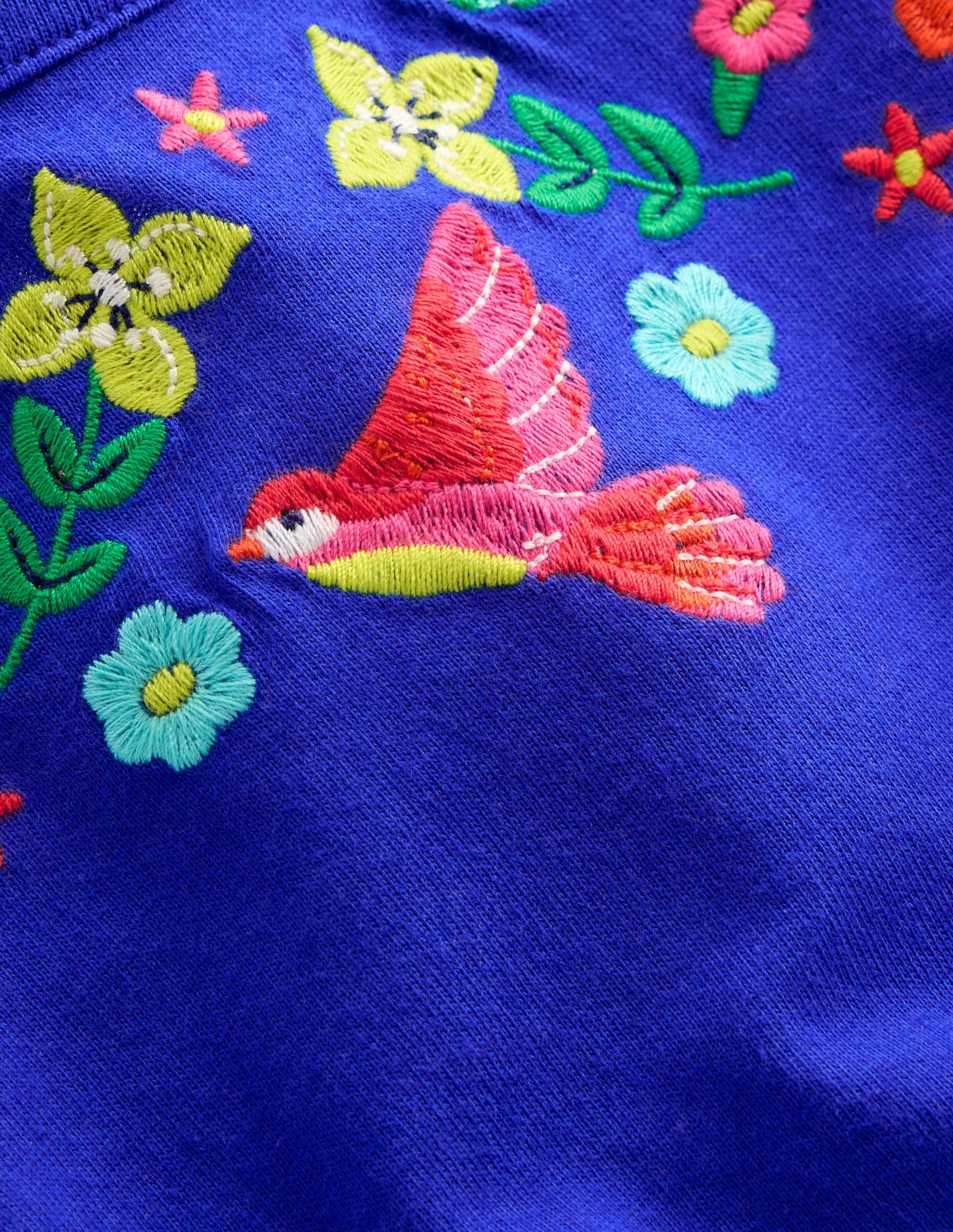 Frill Sleeve Tunic Set-Bright Blue Embroidery-3