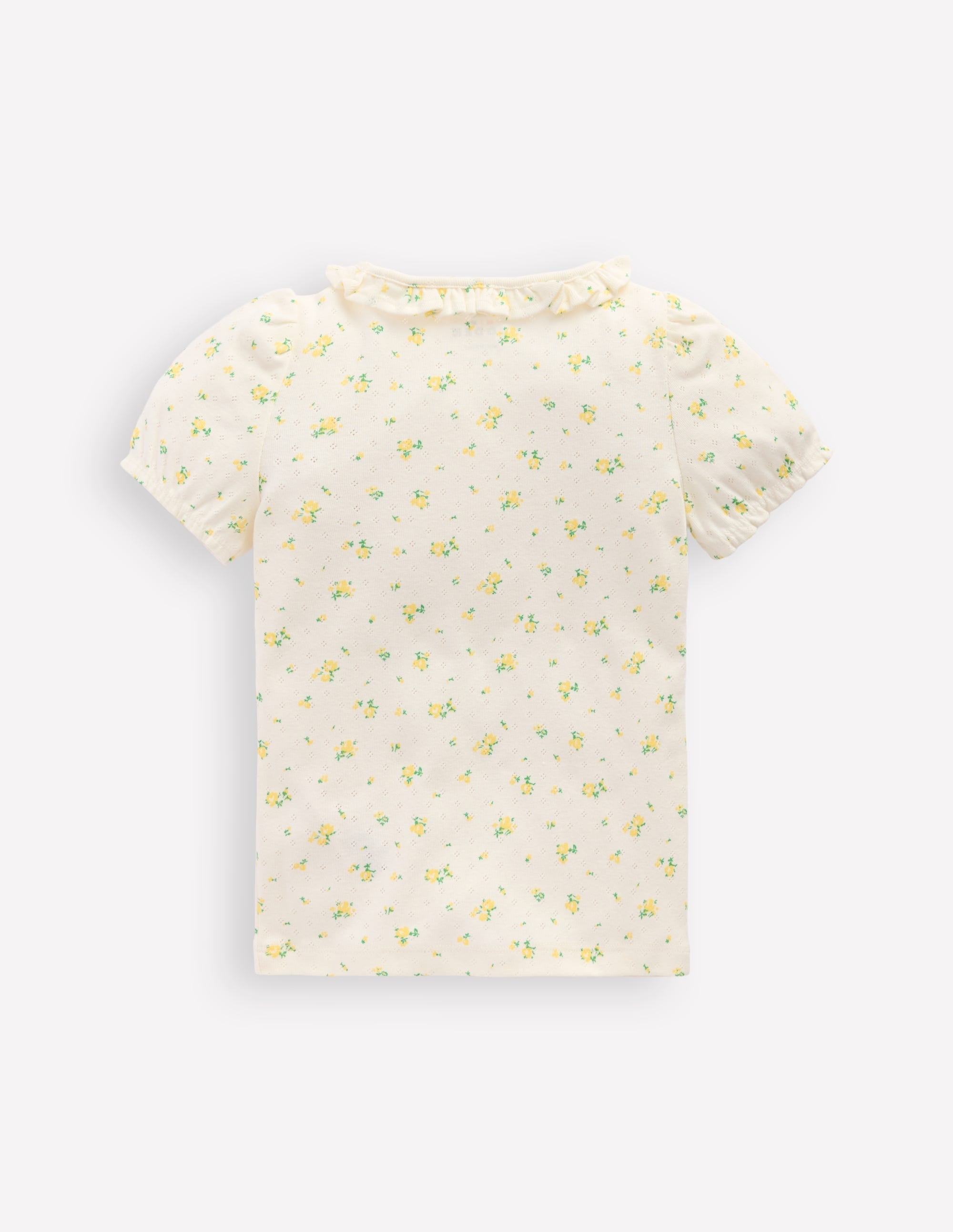 Short-sleeved Ruffle Pointelle-Rosebud Floral - Image 2