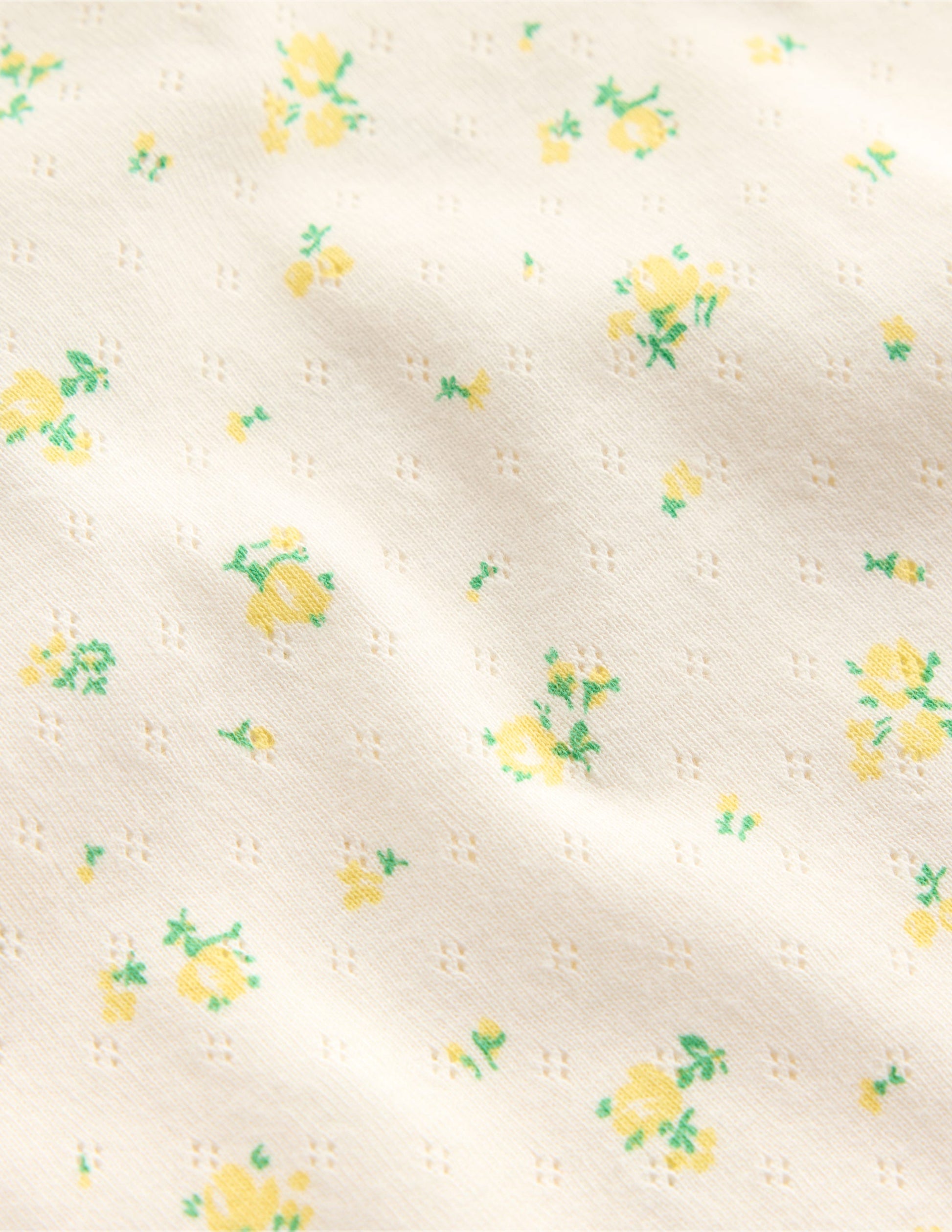 Short-sleeved Ruffle Pointelle-Rosebud Floral-3