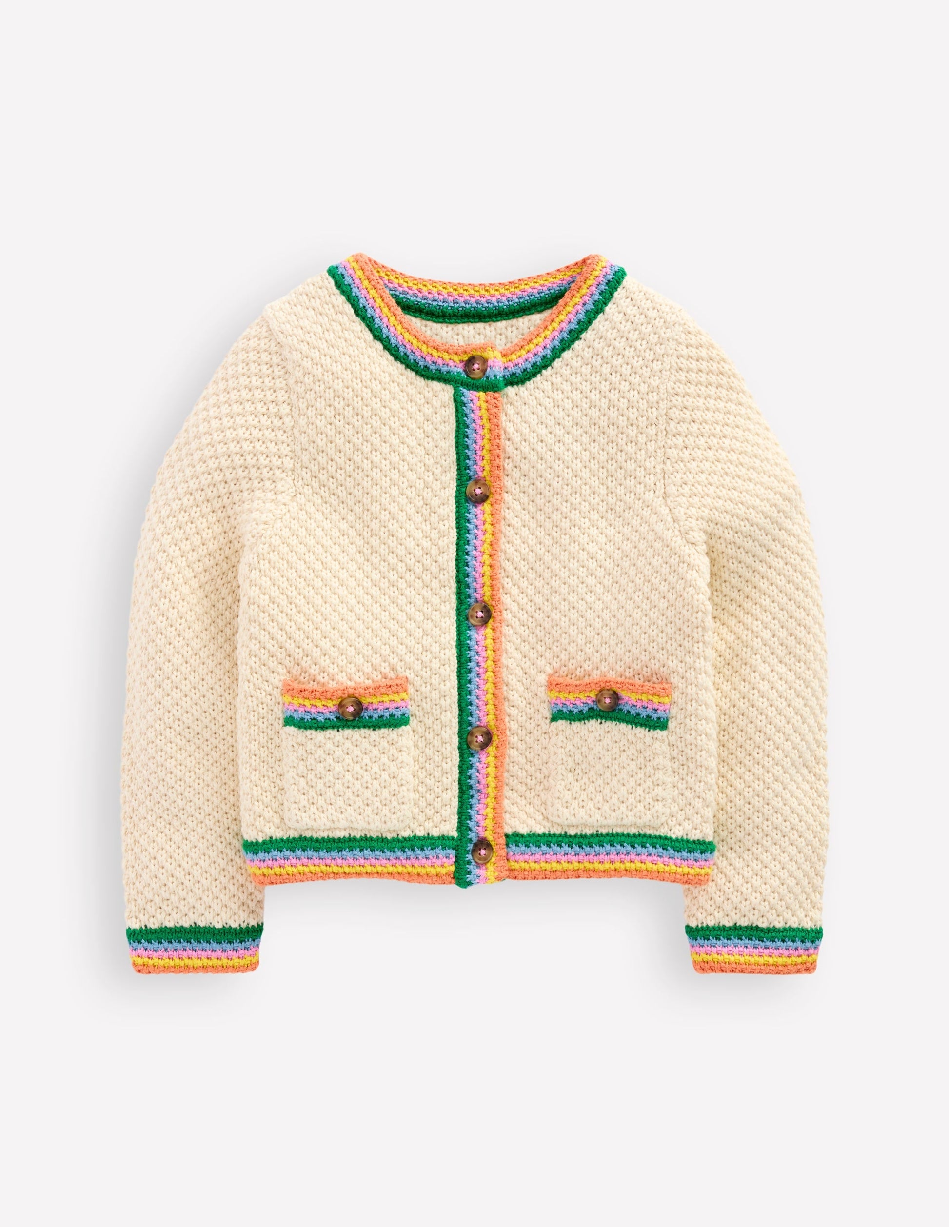 Libby Cotton Knitted Jacket-Ivory Rainbow-1