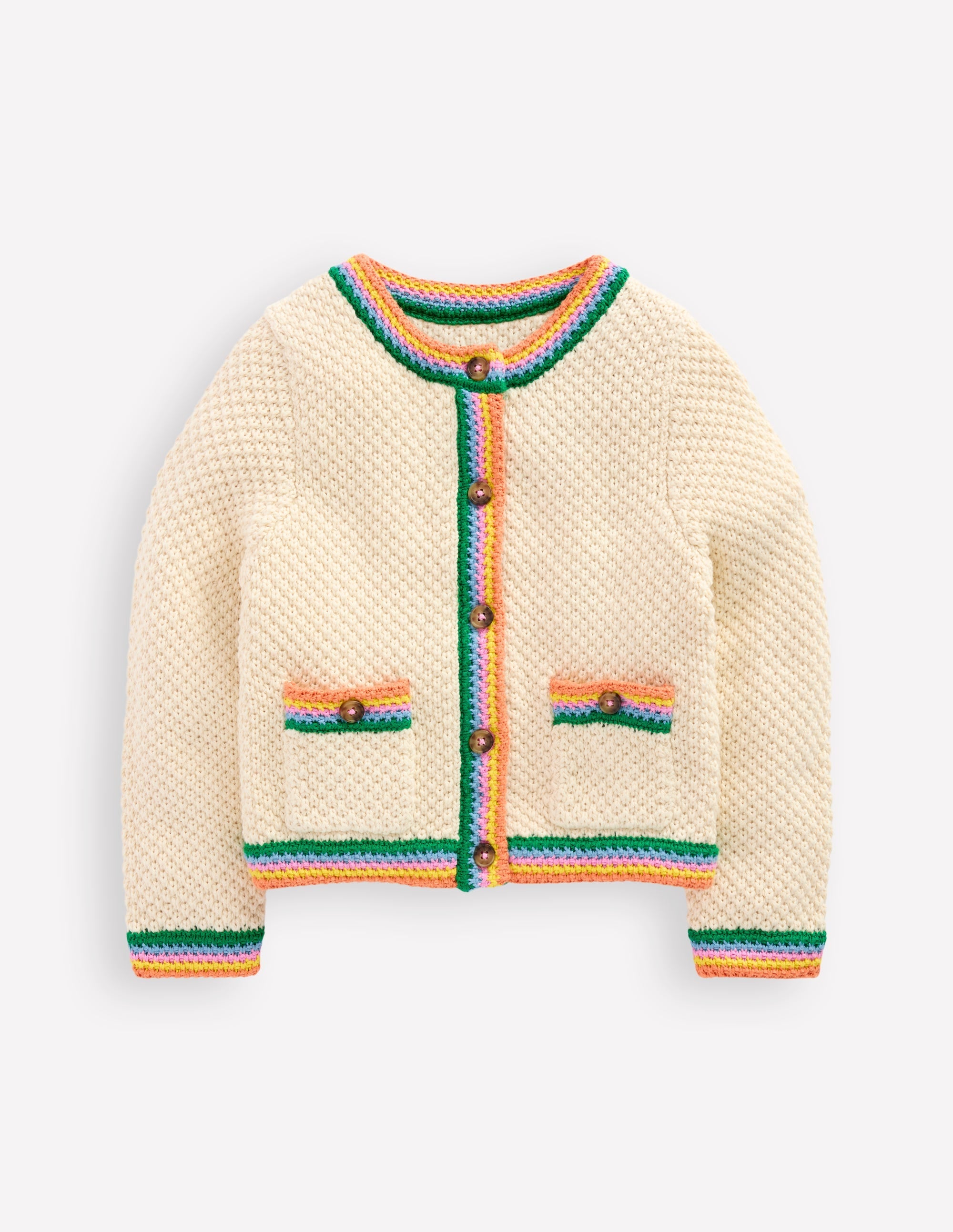 Libby Cotton Knitted Jacket-Ivory Rainbow - Image 1