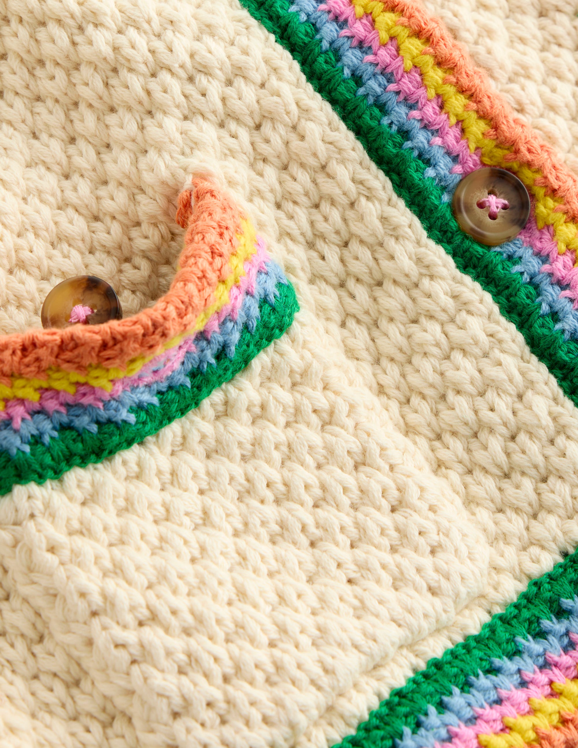 Libby Cotton Knitted Jacket-Ivory Rainbow - Image 3
