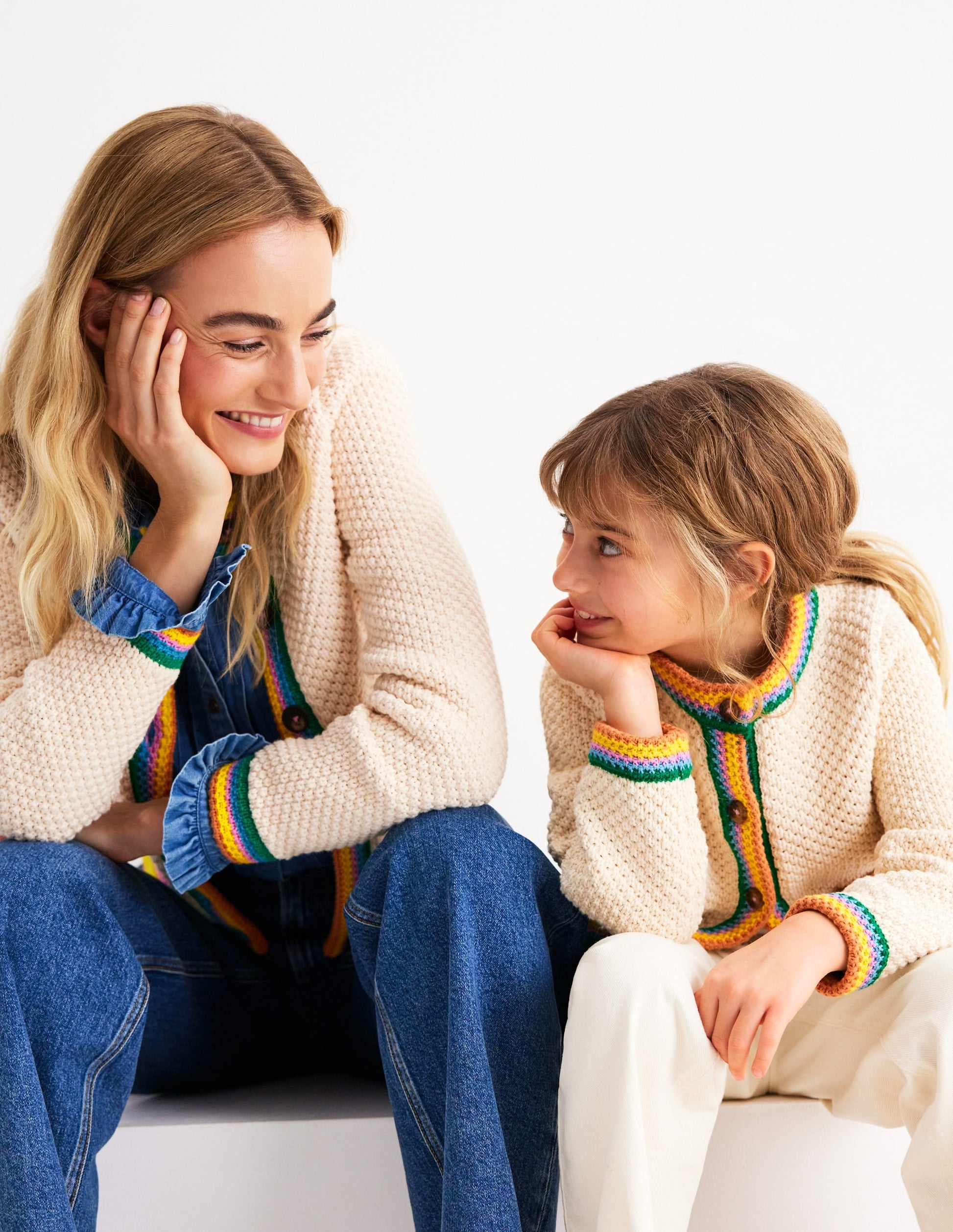 Libby Cotton Knitted Jacket-Ivory Rainbow-4
