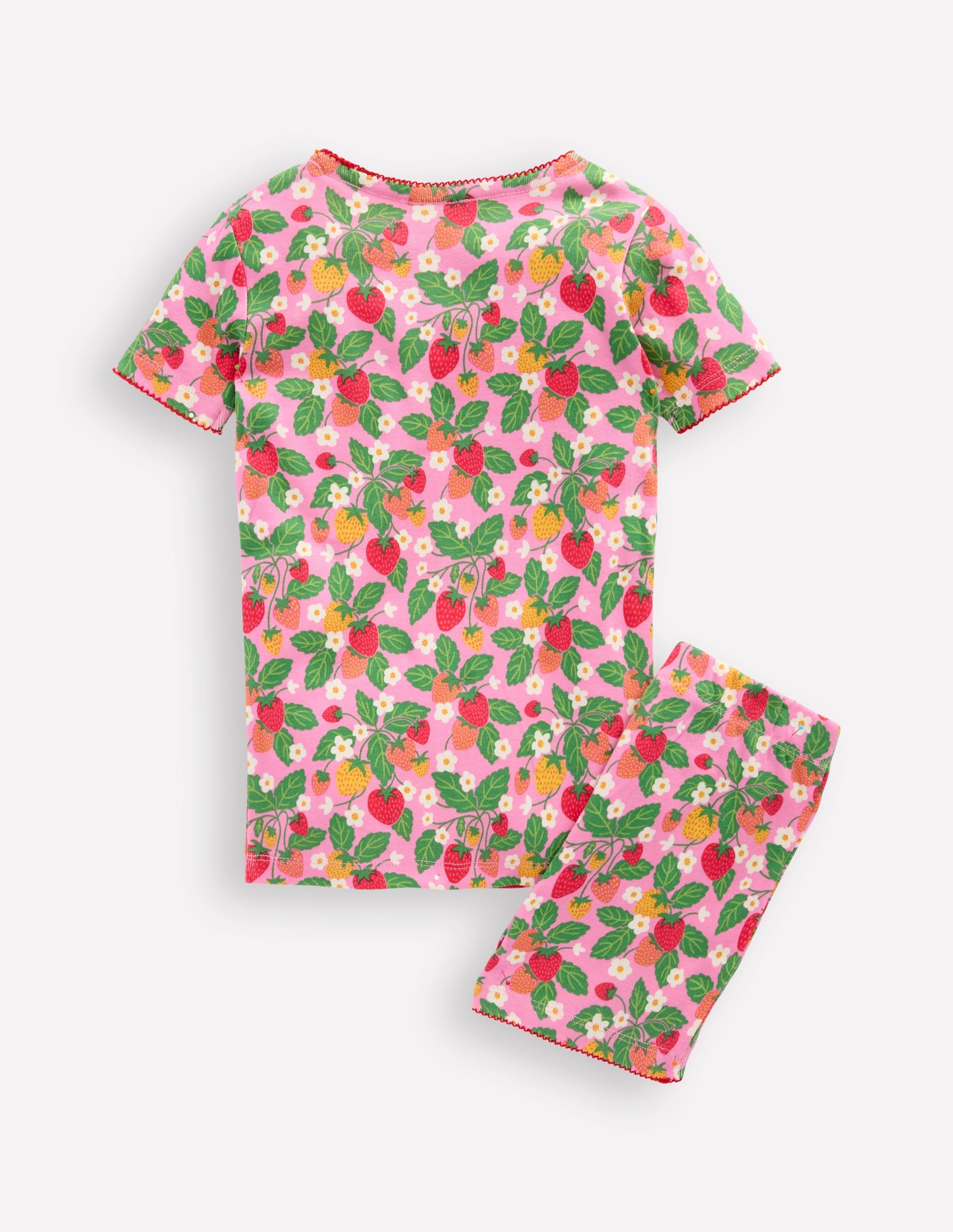 Snug Short John Pyjamas-Cosmos Pink Strawberry Patch - Image 2