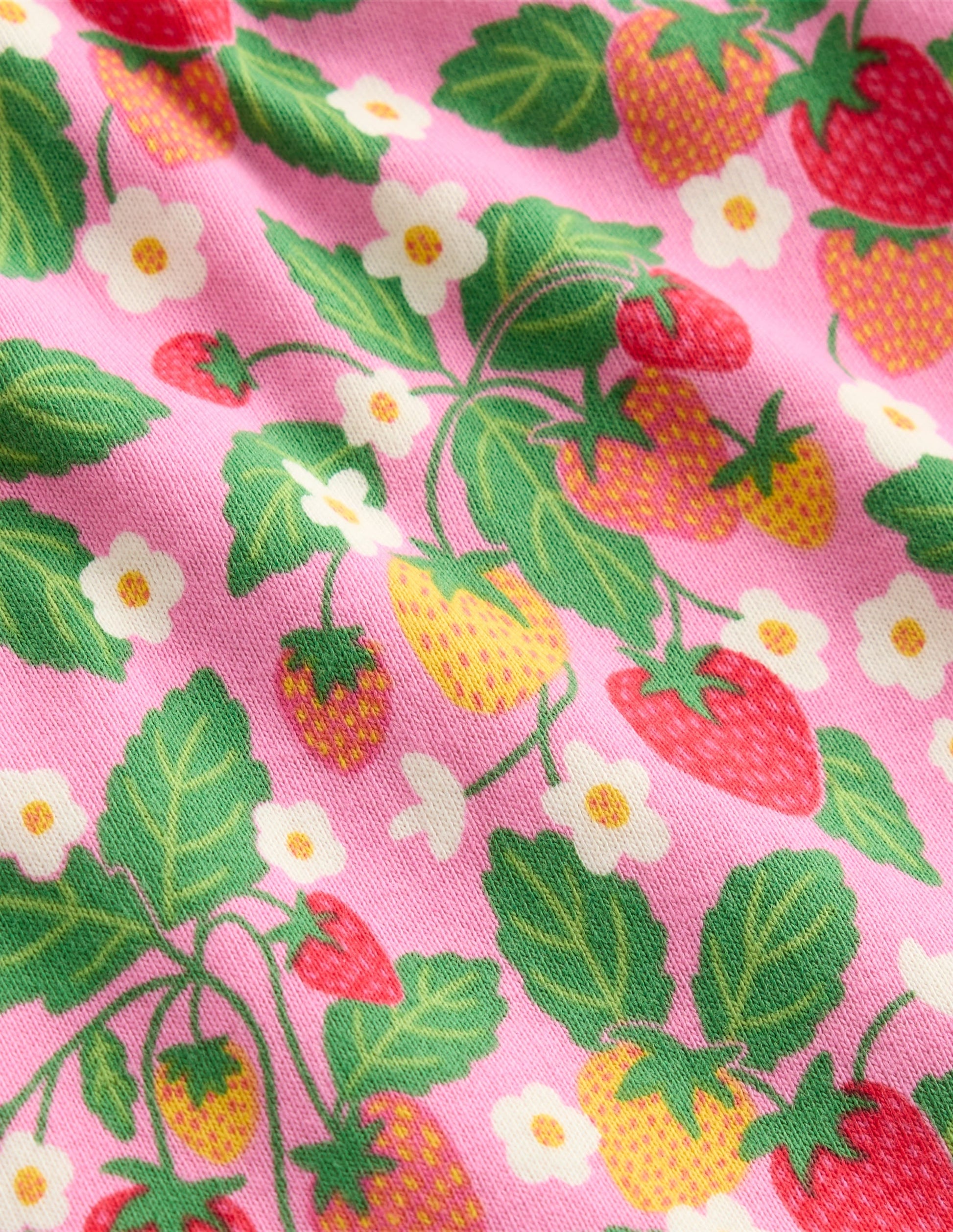 Snug Short John Pyjamas-Cosmos Pink Strawberry Patch-3