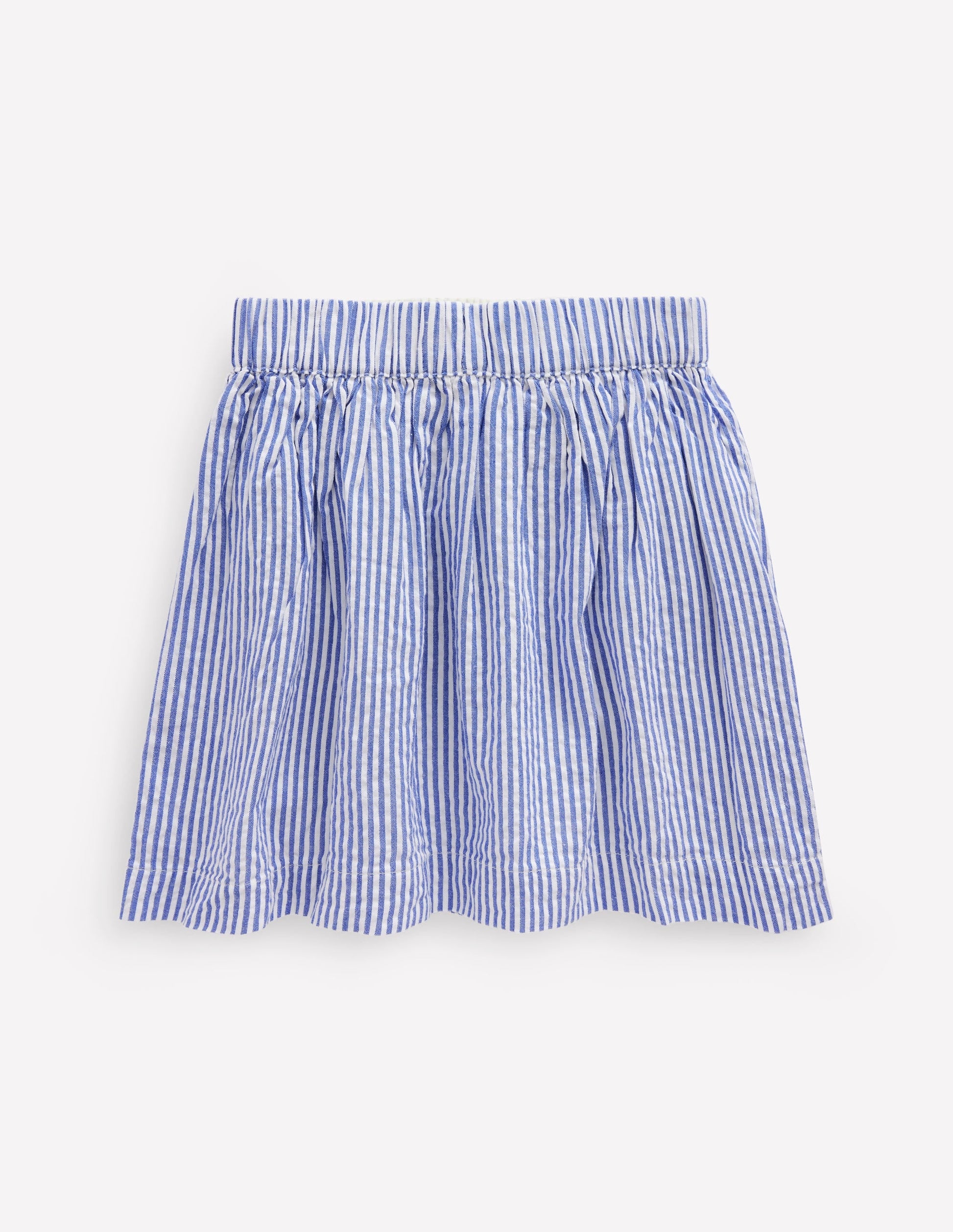 Applique Pocket Skirt-Blue Ticking Floral Stripe-3