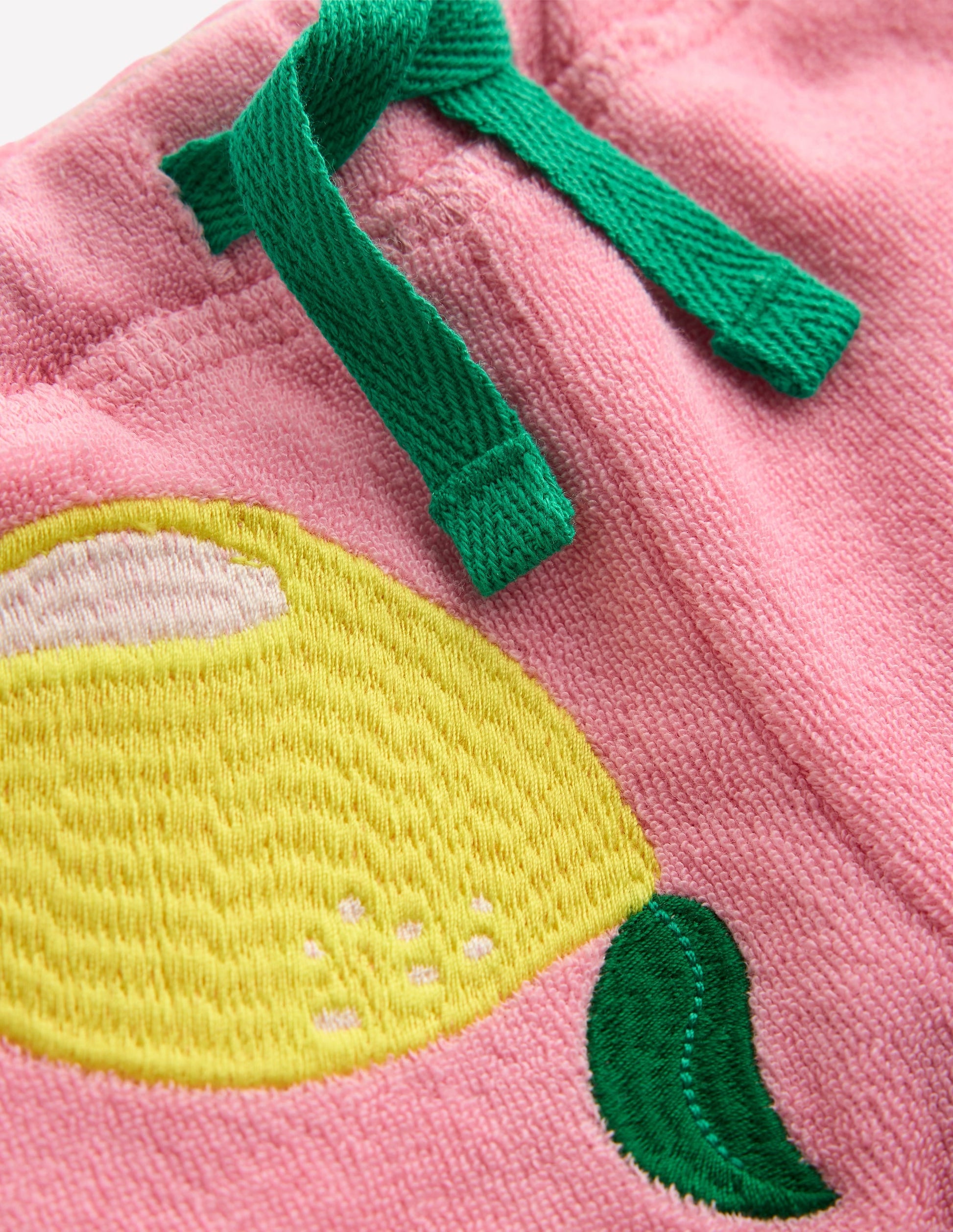 Printed Towelling Short-Chalk Pink Applique Fruit-3