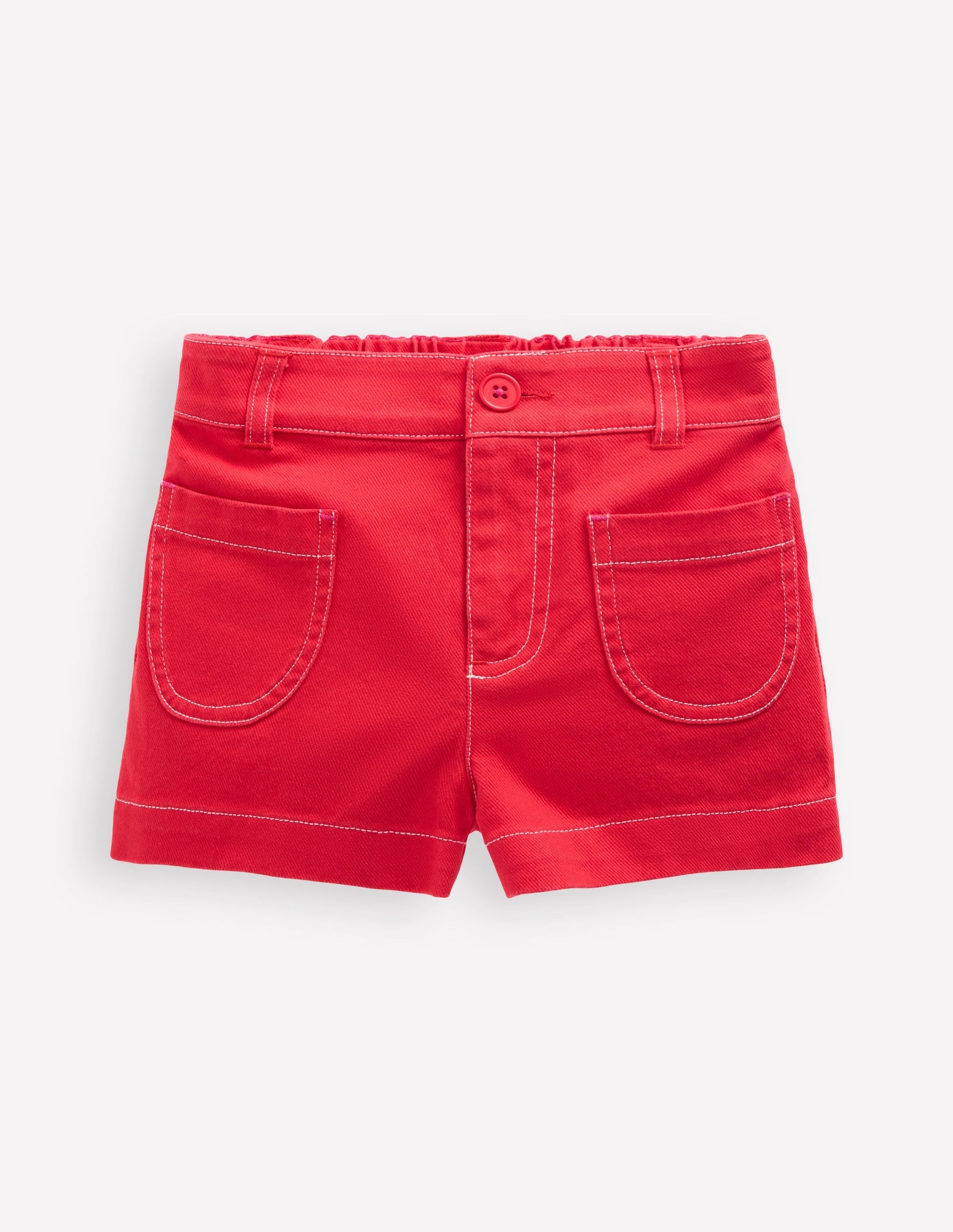 Patch Pocket Shorts-Red-1