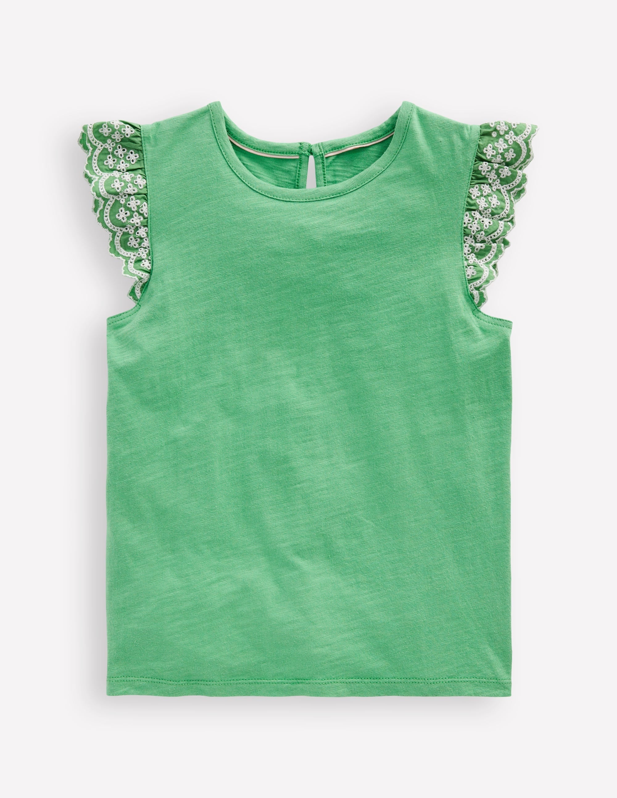 Margaret Broderie Frill Tee-Aloe Green - Image 2