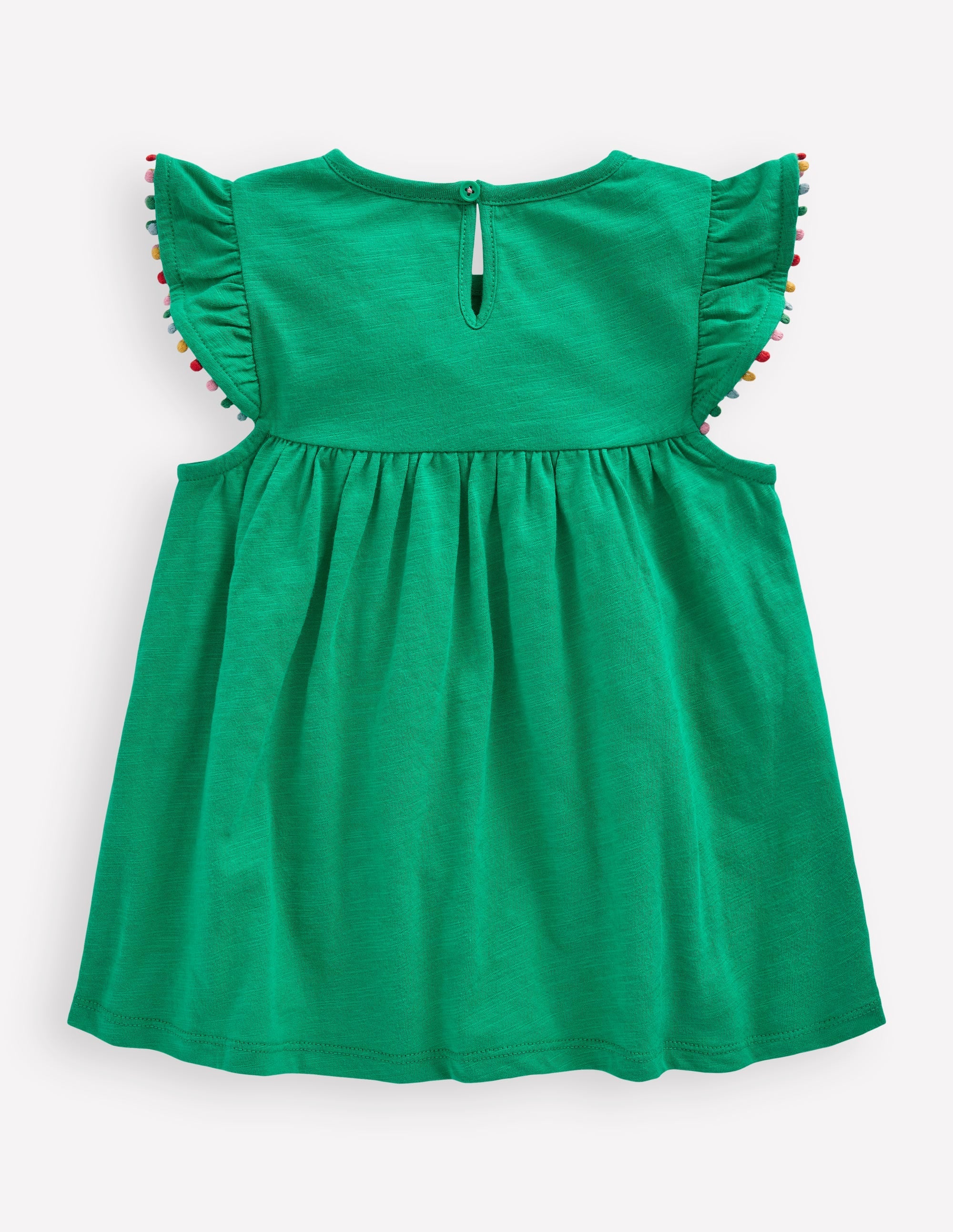 Frill Sleeve Pom Top-Bright Emerald - Image 2