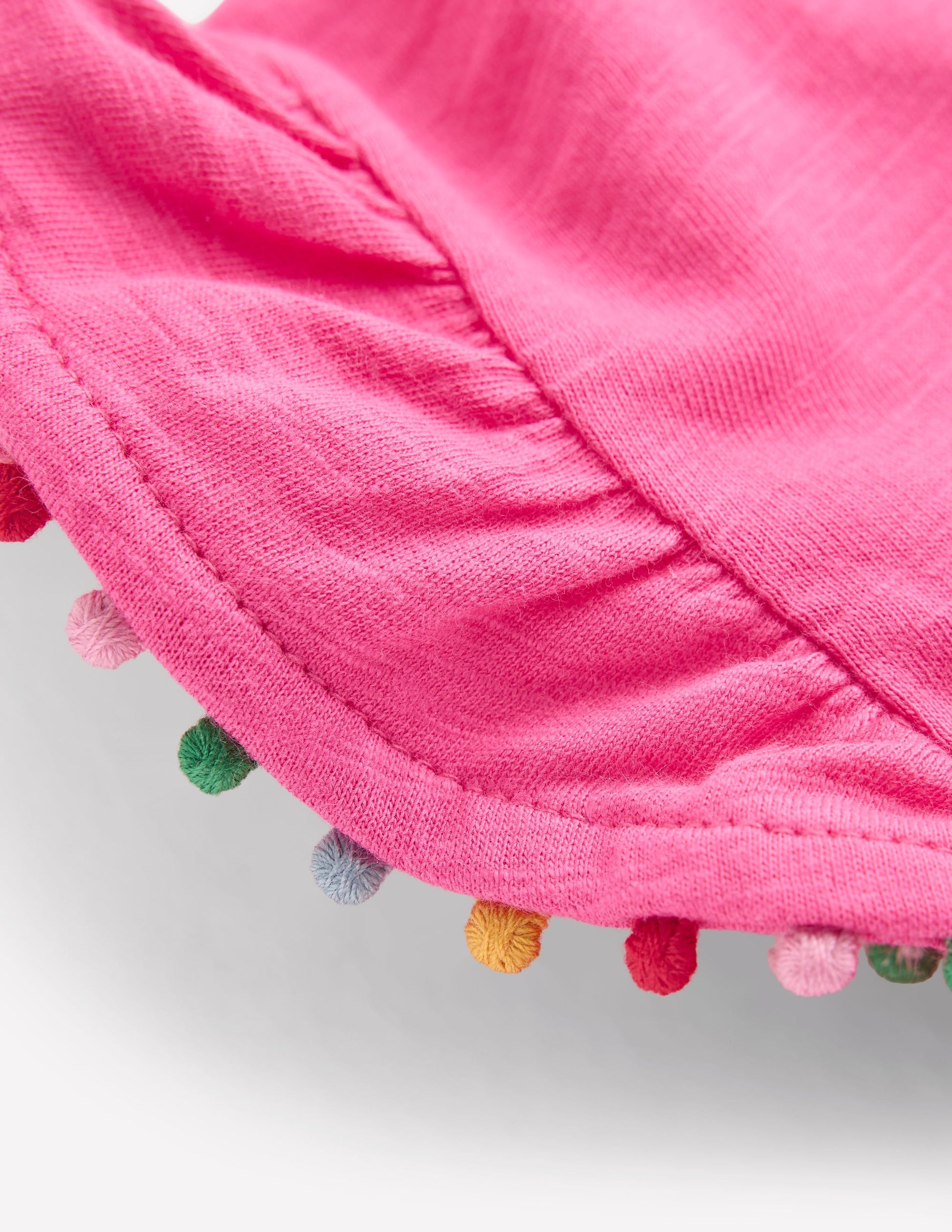Frill Sleeve Pom Top-Flamingo Pink-3