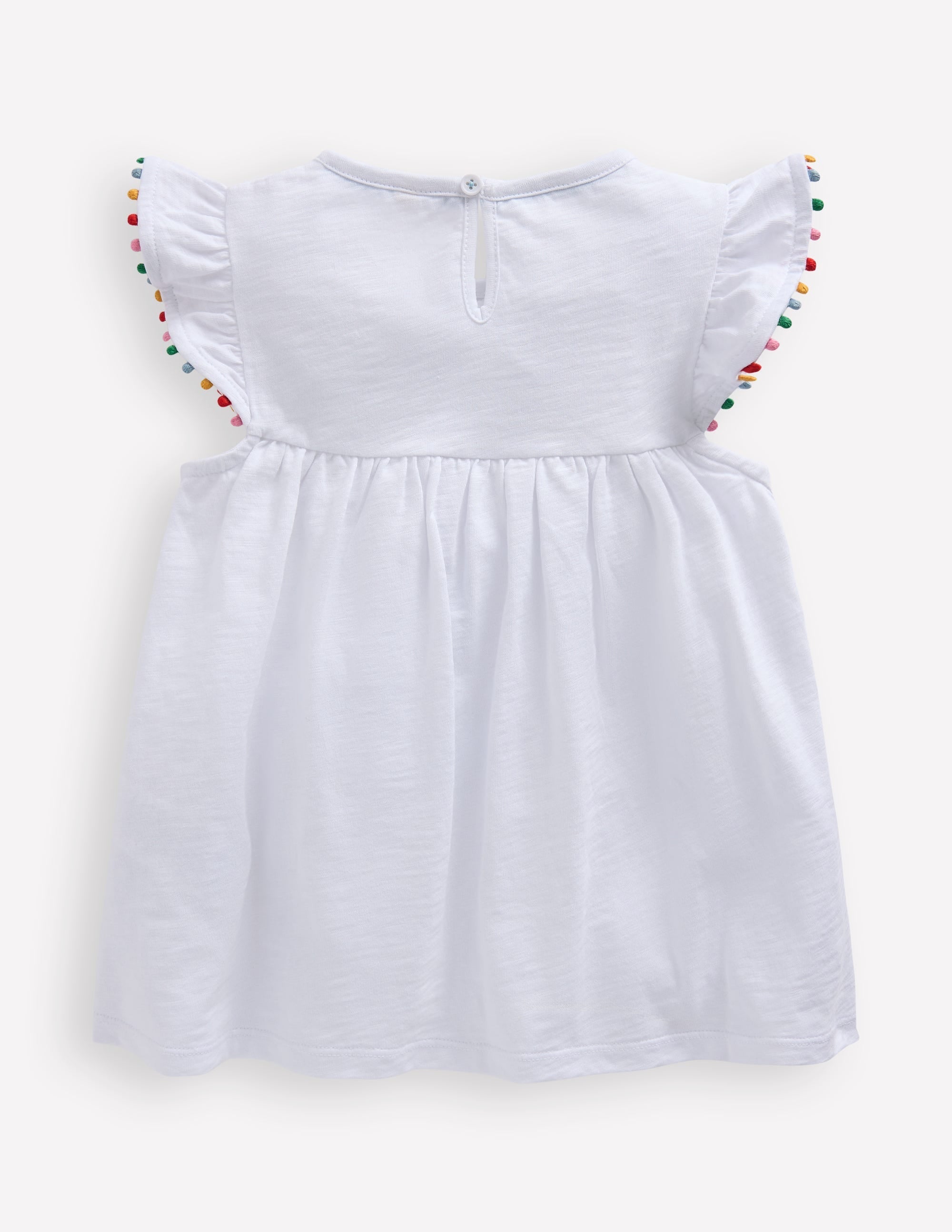 Frill Sleeve Pom Top-White - Image 2