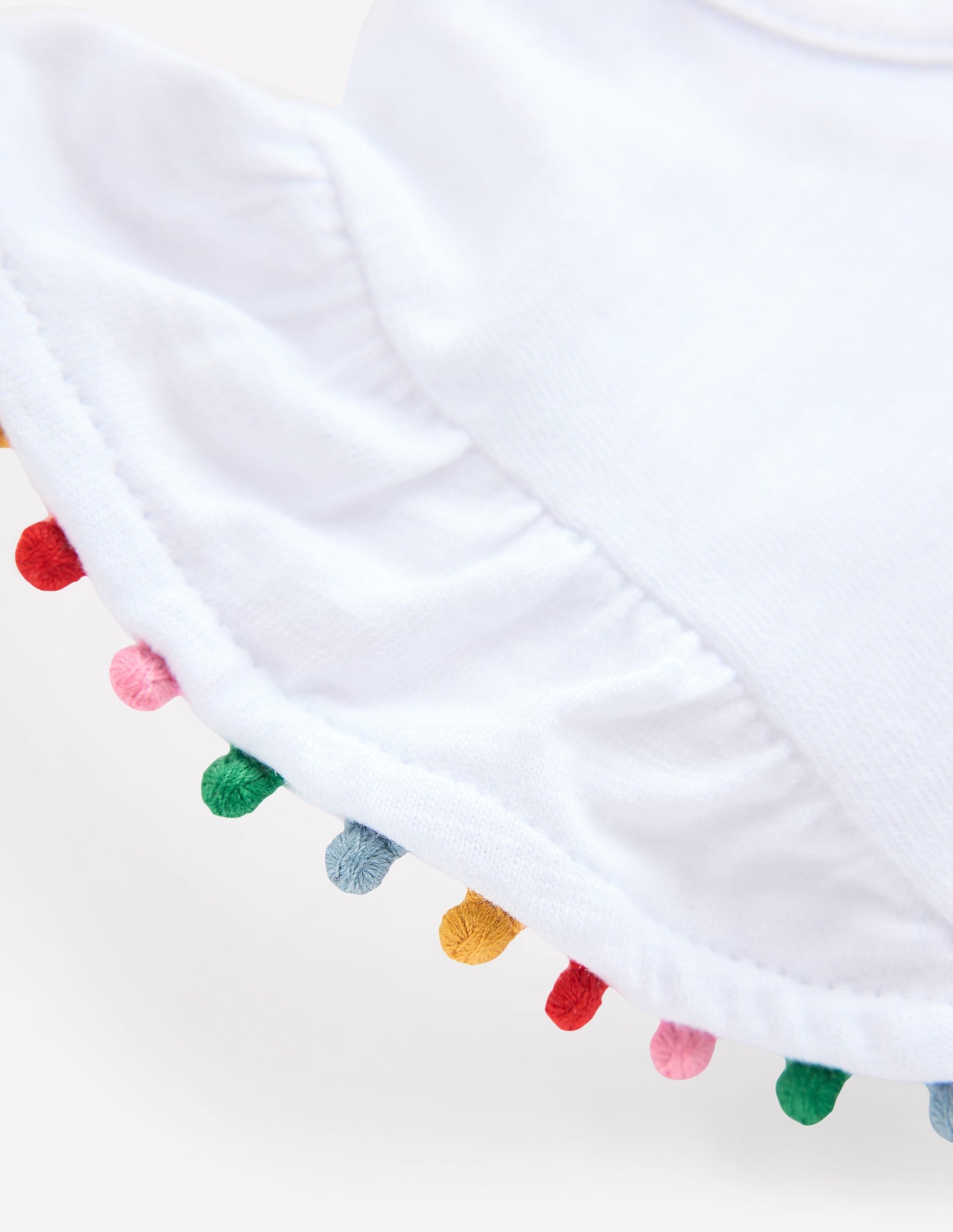 Frill Sleeve Pom Top-White-3