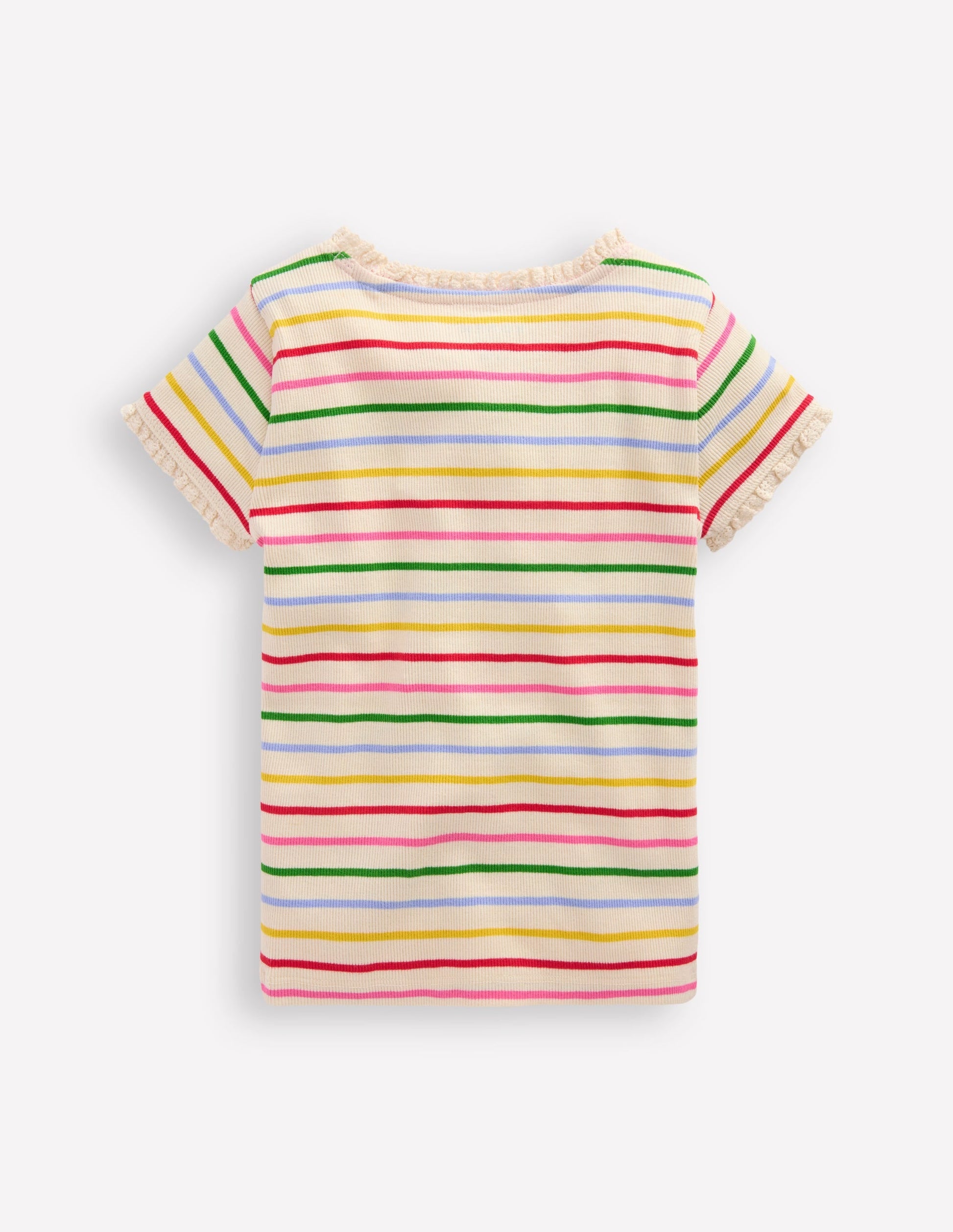 Short Sleeve Ribbed T-Shirt-Multi Stripe-2