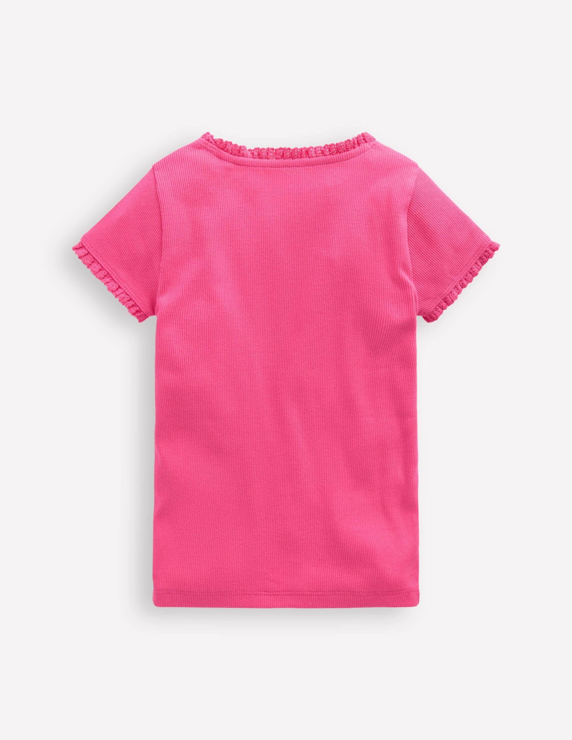 Short Sleeve Ribbed T-Shirt-Flamingo Pink - Image 2