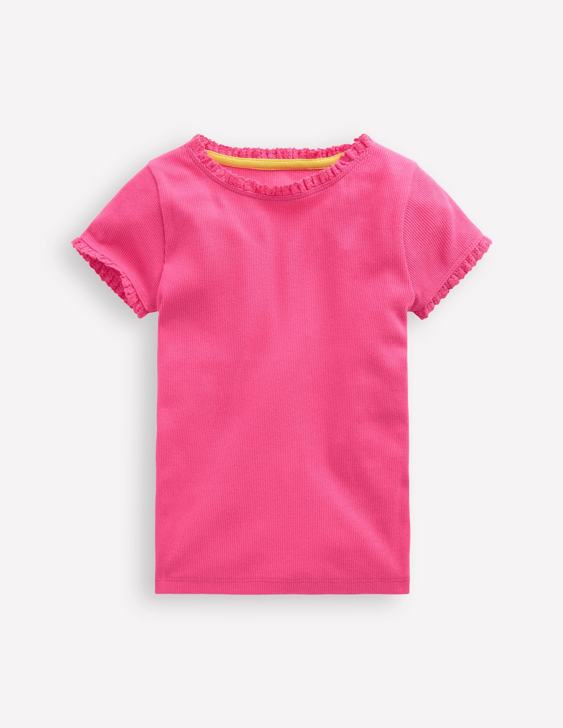 Short Sleeve Ribbed T-Shirt-Flamingo Pink-1