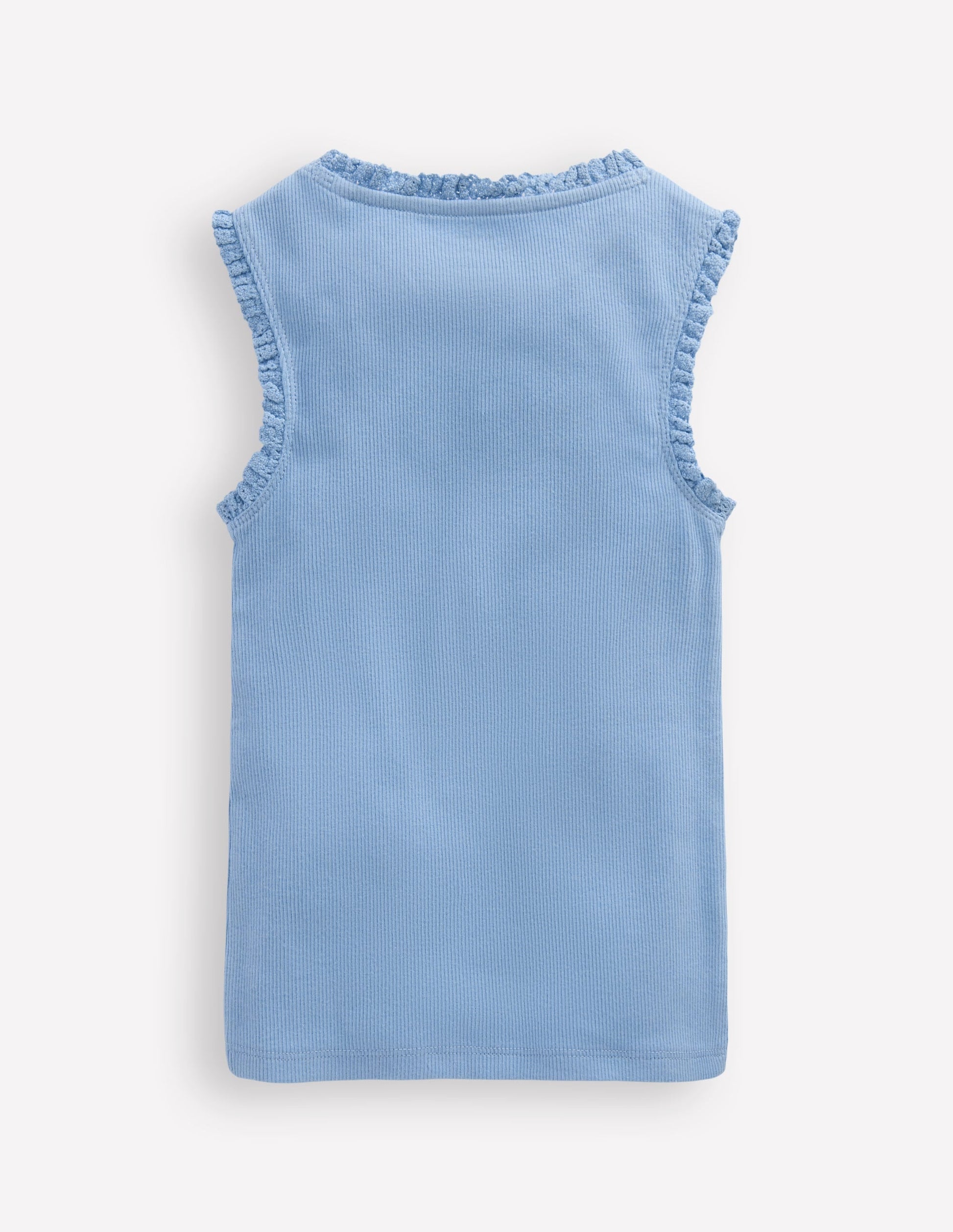 Ribbed Lace Trim Vest-Glacier Blue-2