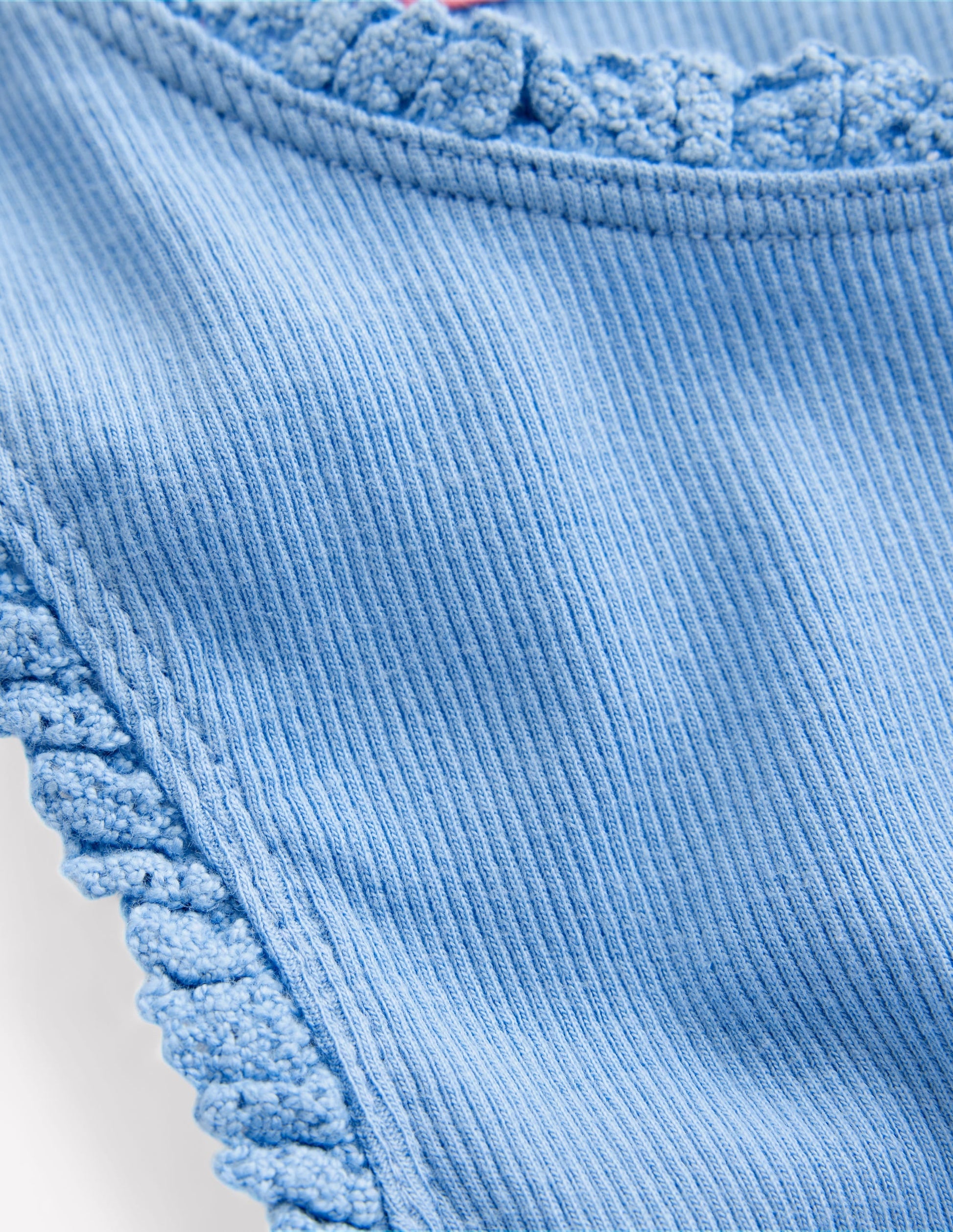 Ribbed Lace Trim Vest-Glacier Blue-3